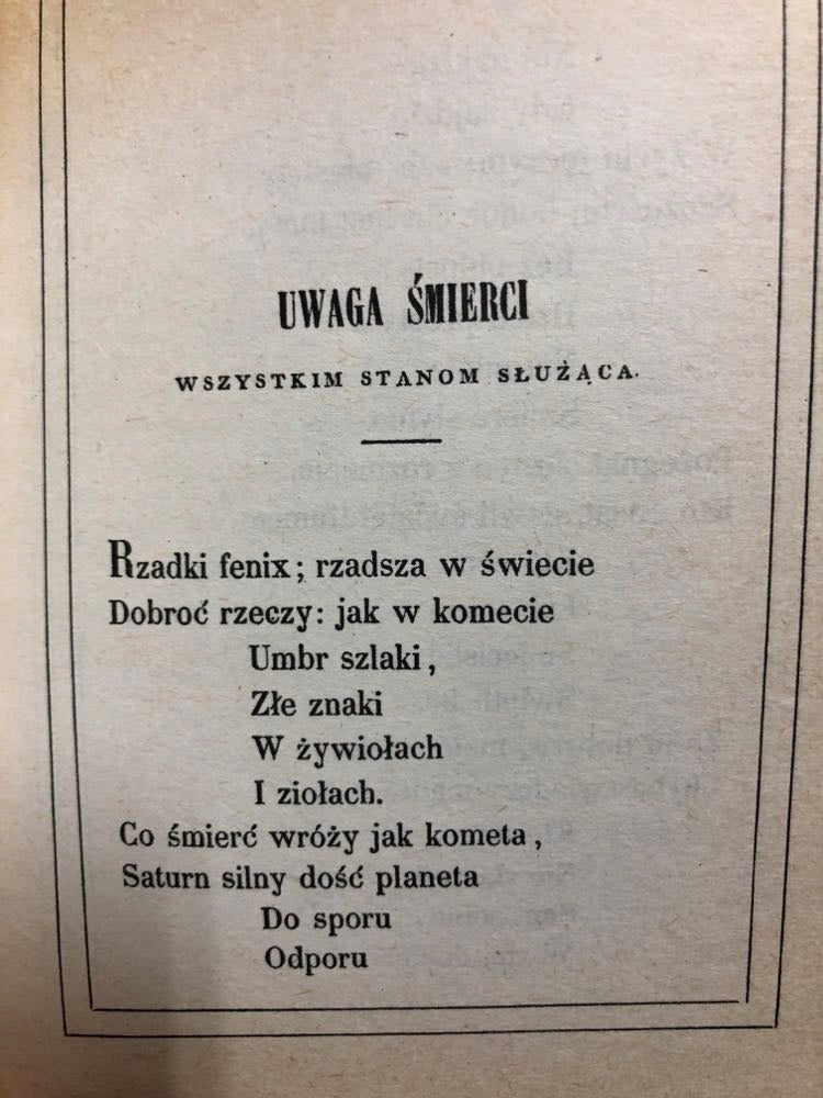 Śmierci niechybnej - Baka Odrodzony reprint z 1855 r.