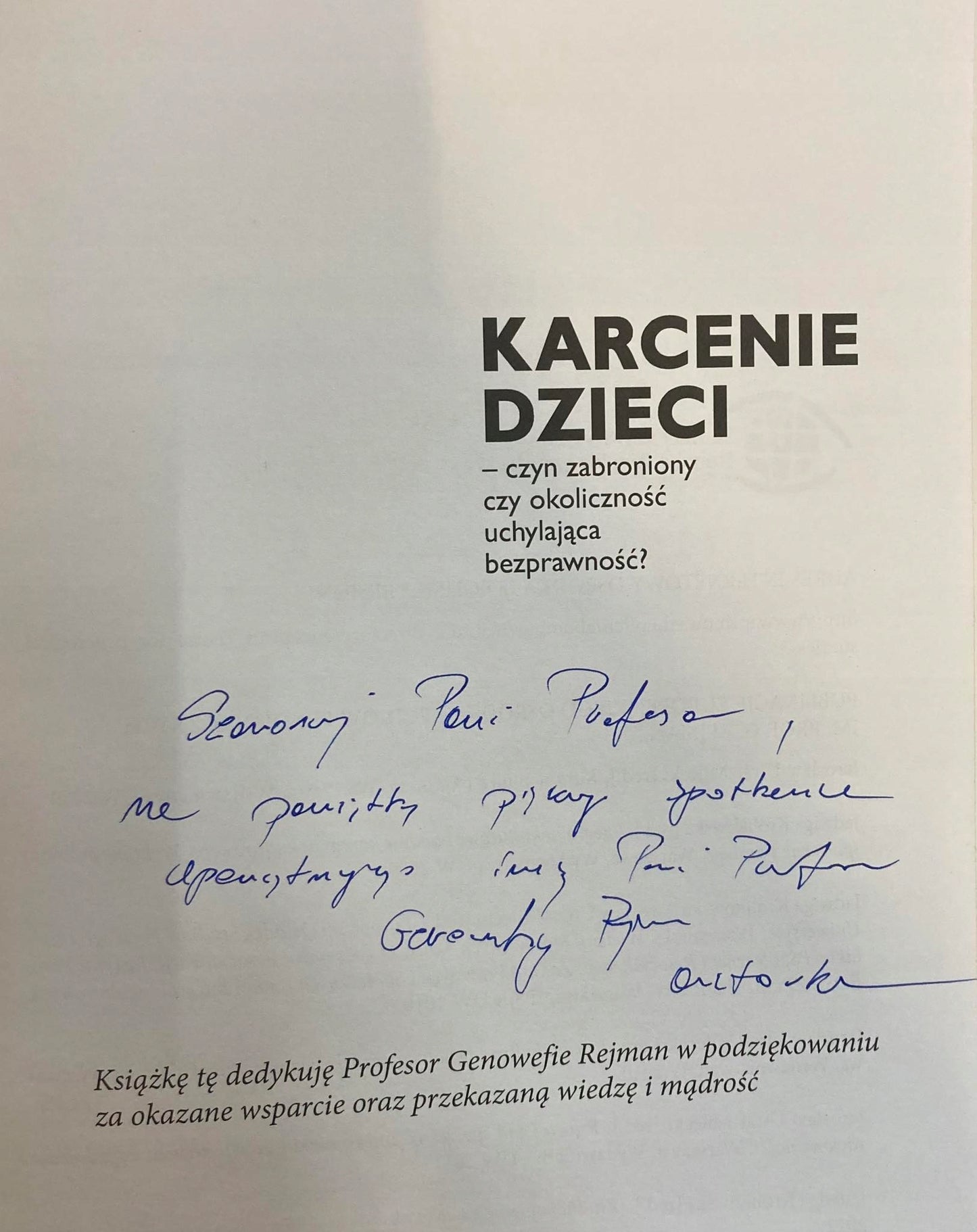 Karcenie dzieci Sylwia Różycka-Jaroś DEDYKACJA
