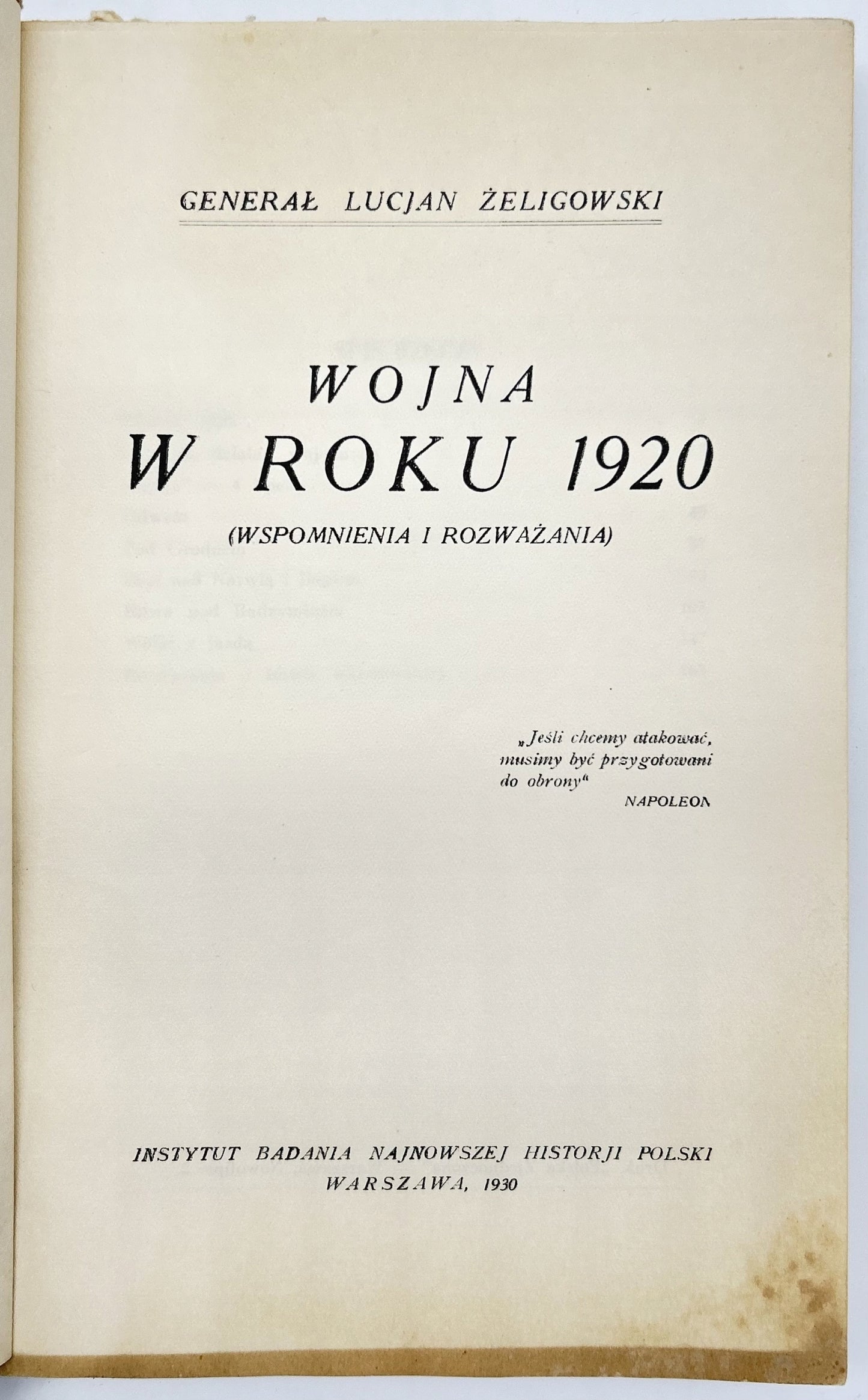 Wojna w roku 1920. Wspomnienia i rozważania L. Żeligowski