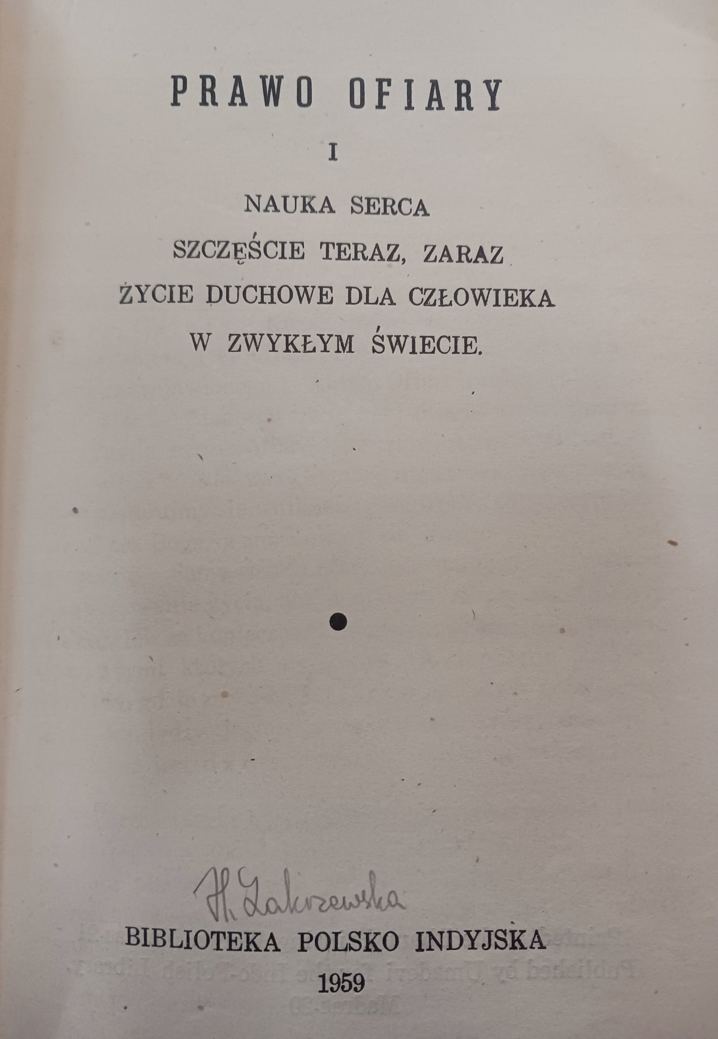 Prawo ofiary i nauka serca Wanda Dynowska