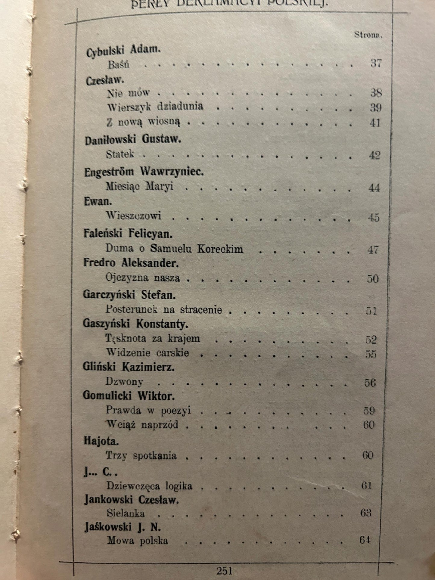 Perły deklamacyi polskiej - zebrał Adam Kompf [1909 r.]