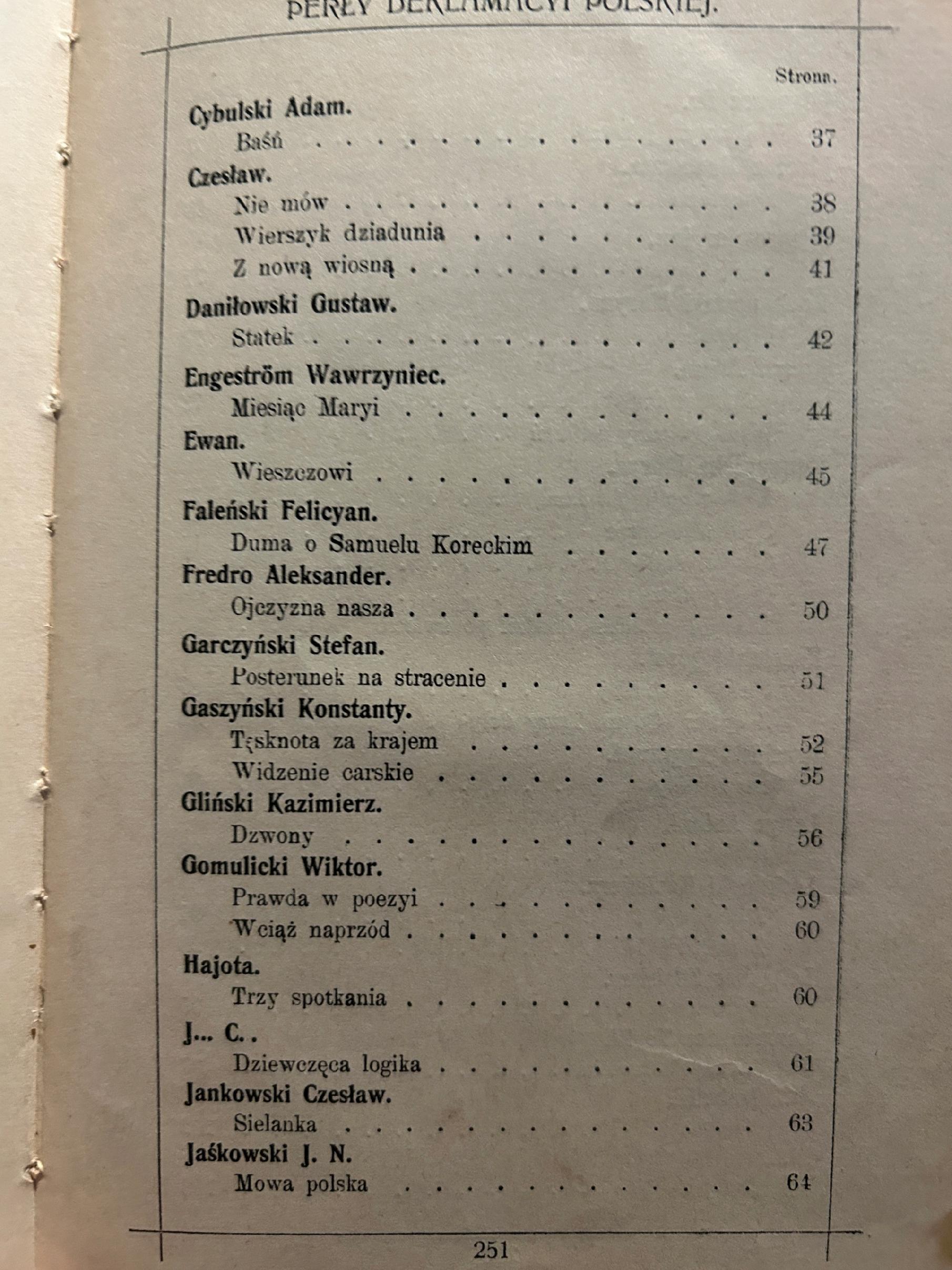 Perły deklamacyi polskiej - zebrał Adam Kompf [1909 r.]