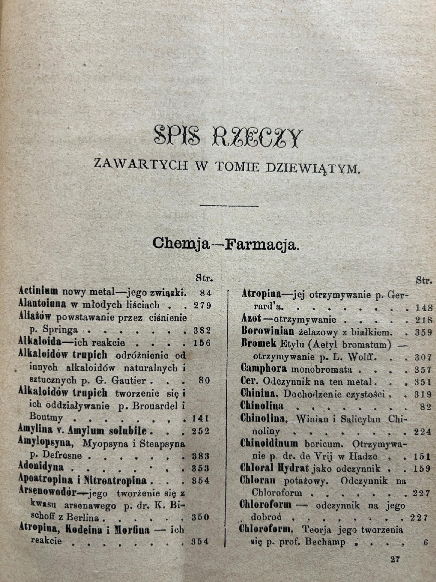 Wiadomości farmaceutyczne Tom IX - pod redakcją Jana Mrozowskiego [1882 r.]