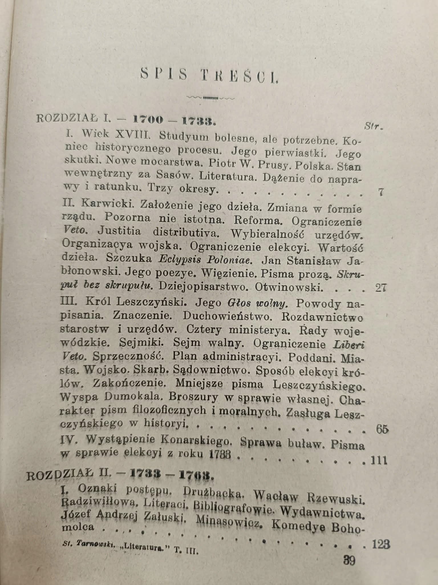 Historya literatury polskiej St. Tarnowski T. 2- Wiek XVII, T. 3-Wiek XVIII