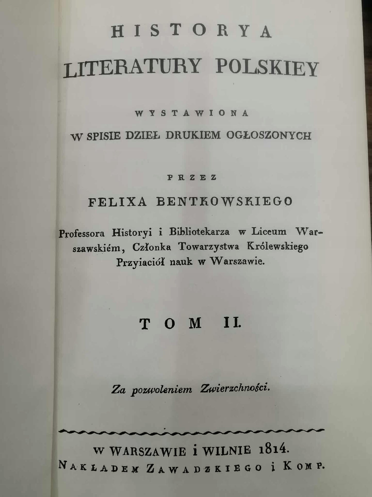 Historya Literatury Polskiey, F. Bentkowski t. I-II