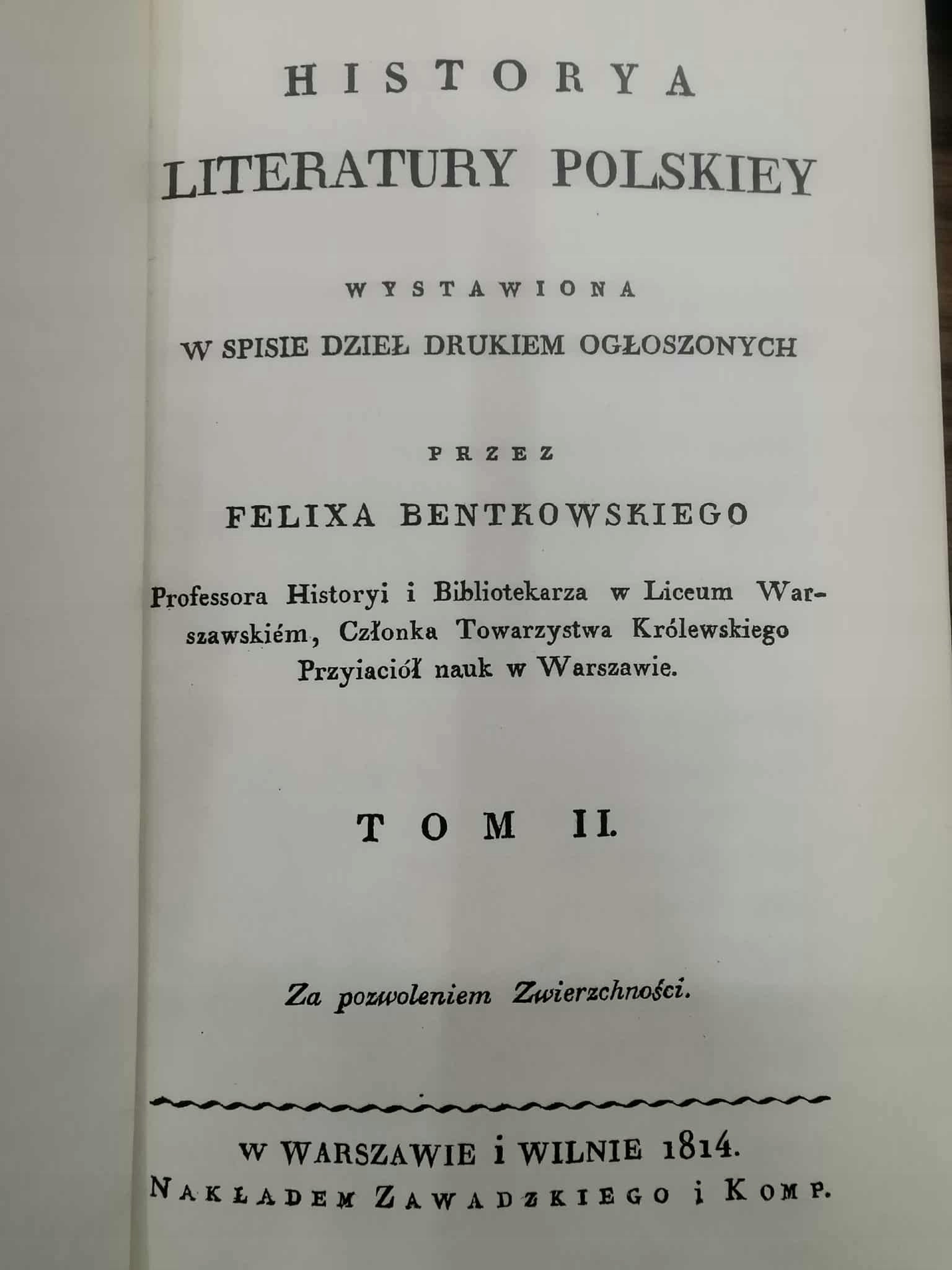 Historya Literatury Polskiey, F. Bentkowski t. I-II
