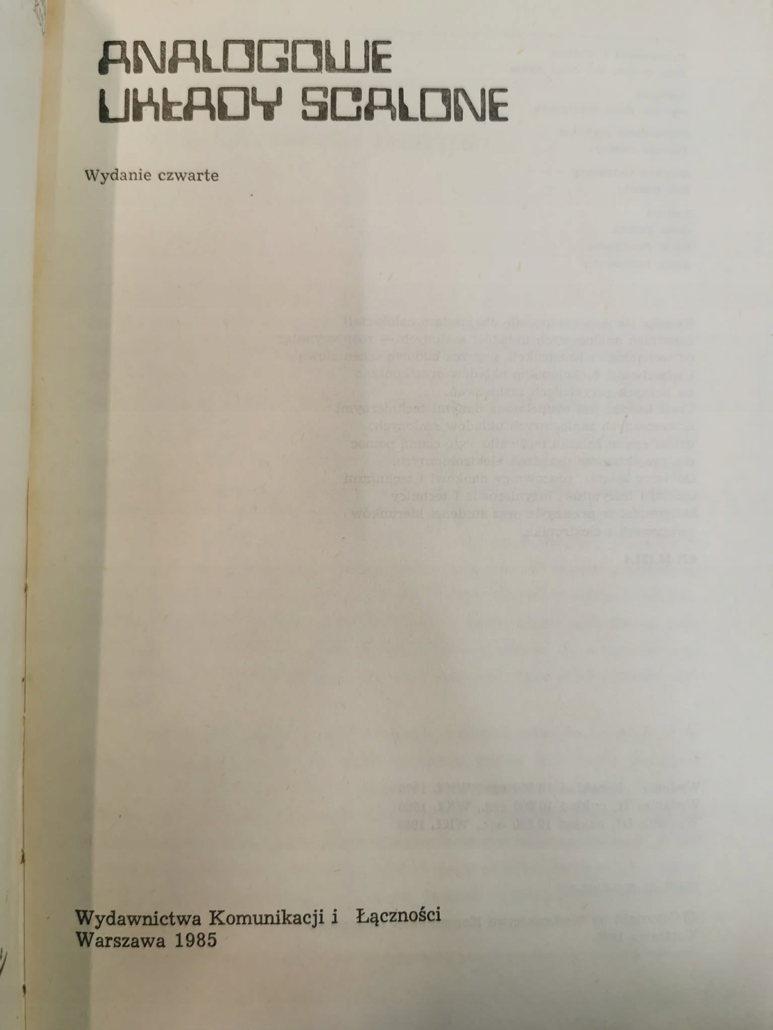 Analogowe układy scalone, M. Nadachowski, Z. Kulka