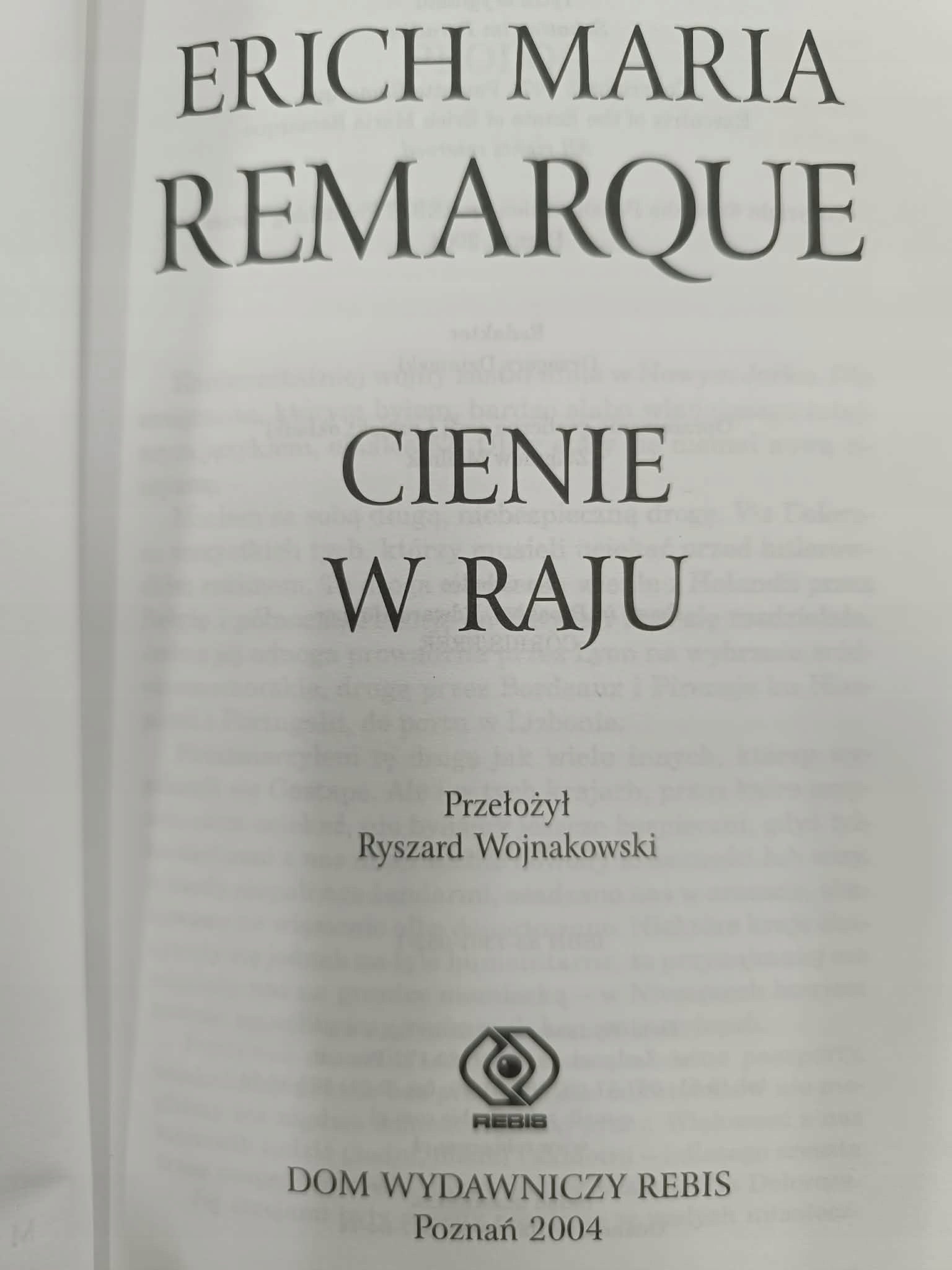 Cienie w raju, Erich Maria Remarque [Mistrzowie Literatury]