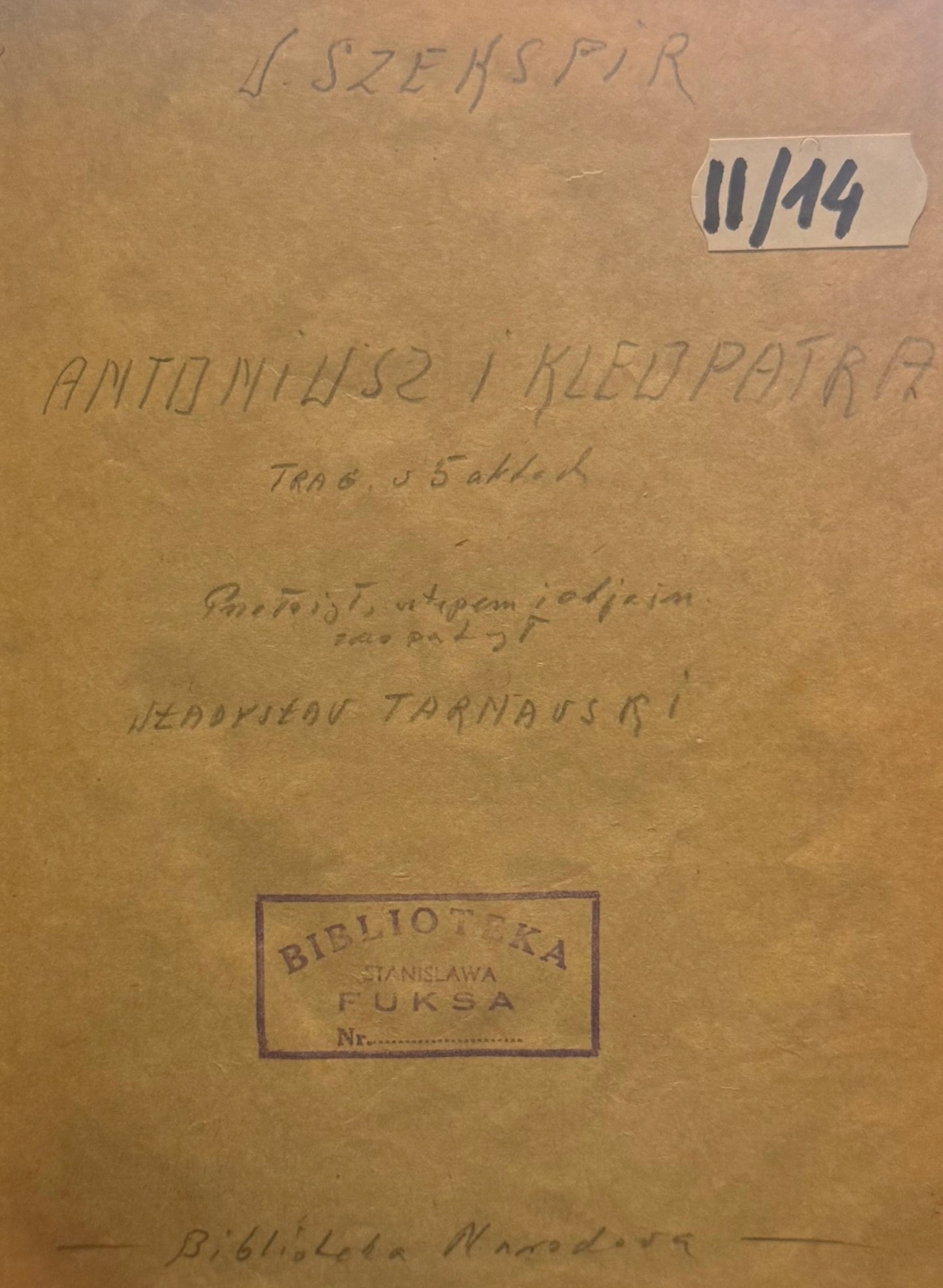 Antonjusz i Kleopatra Shakespeare William [wydanie przedwojenne][BN]