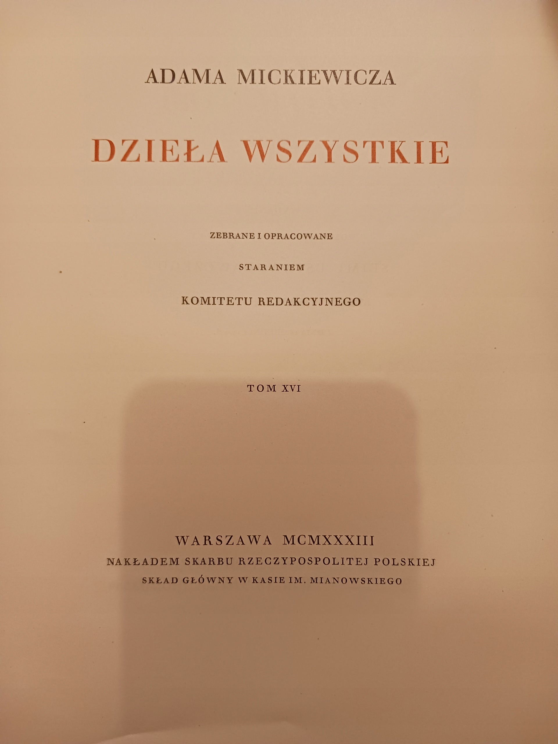 Adama Mickiewicza Dzieła wszystkie Tom XVI Rozmowy [Warszawa 1933 rok]