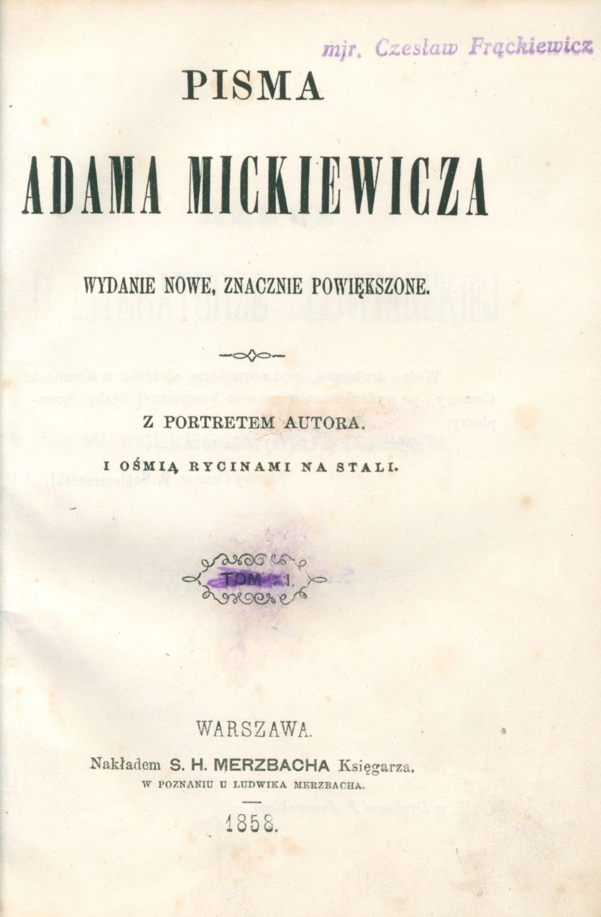 Pisma Adama Mickiewicza, t. VII: rzecz o literaturze słowiańskiej [1858]