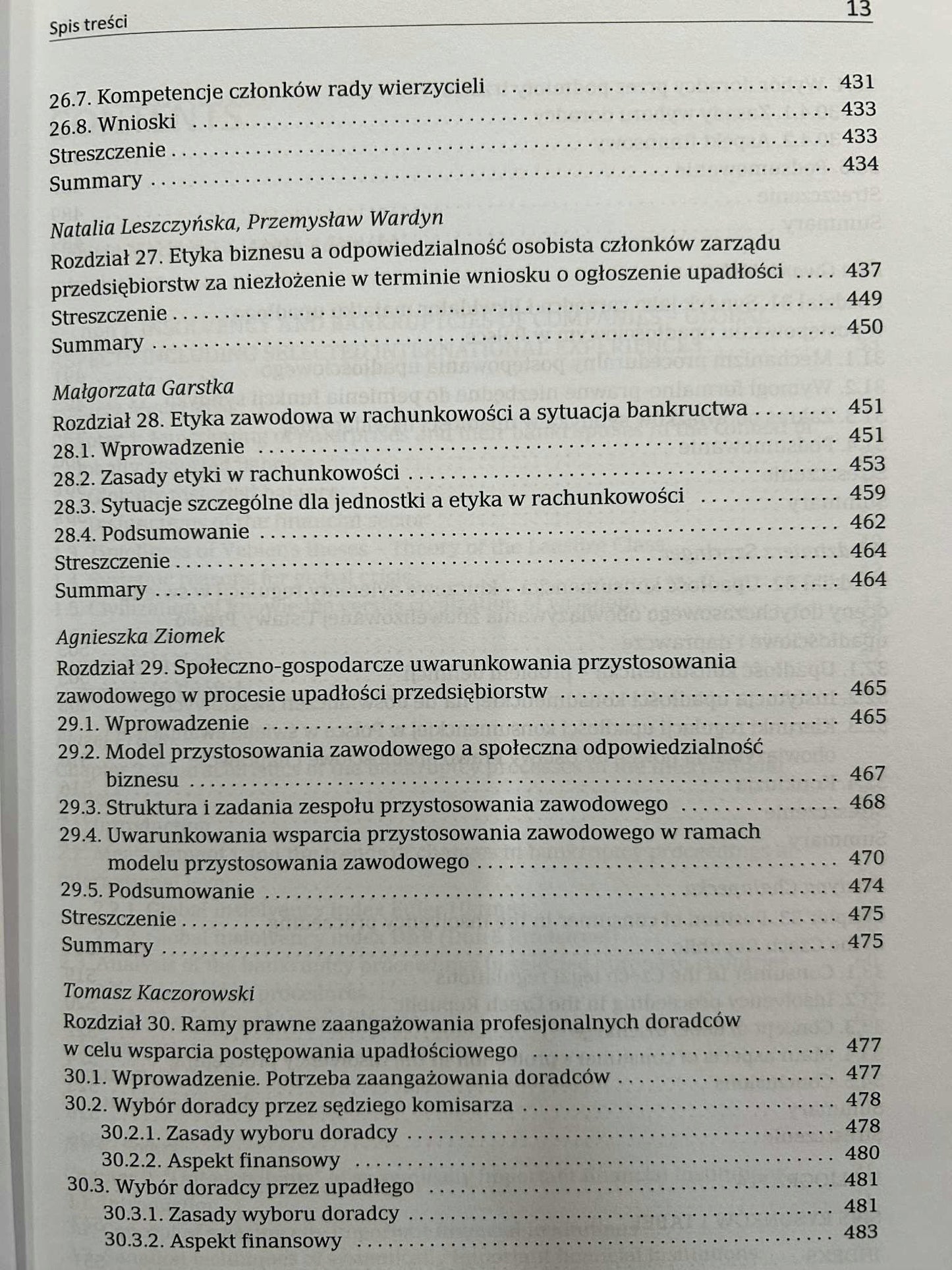 Upadłości, bankructwa i naprawa przedsiębiorstw. Wybrane zagadnienia