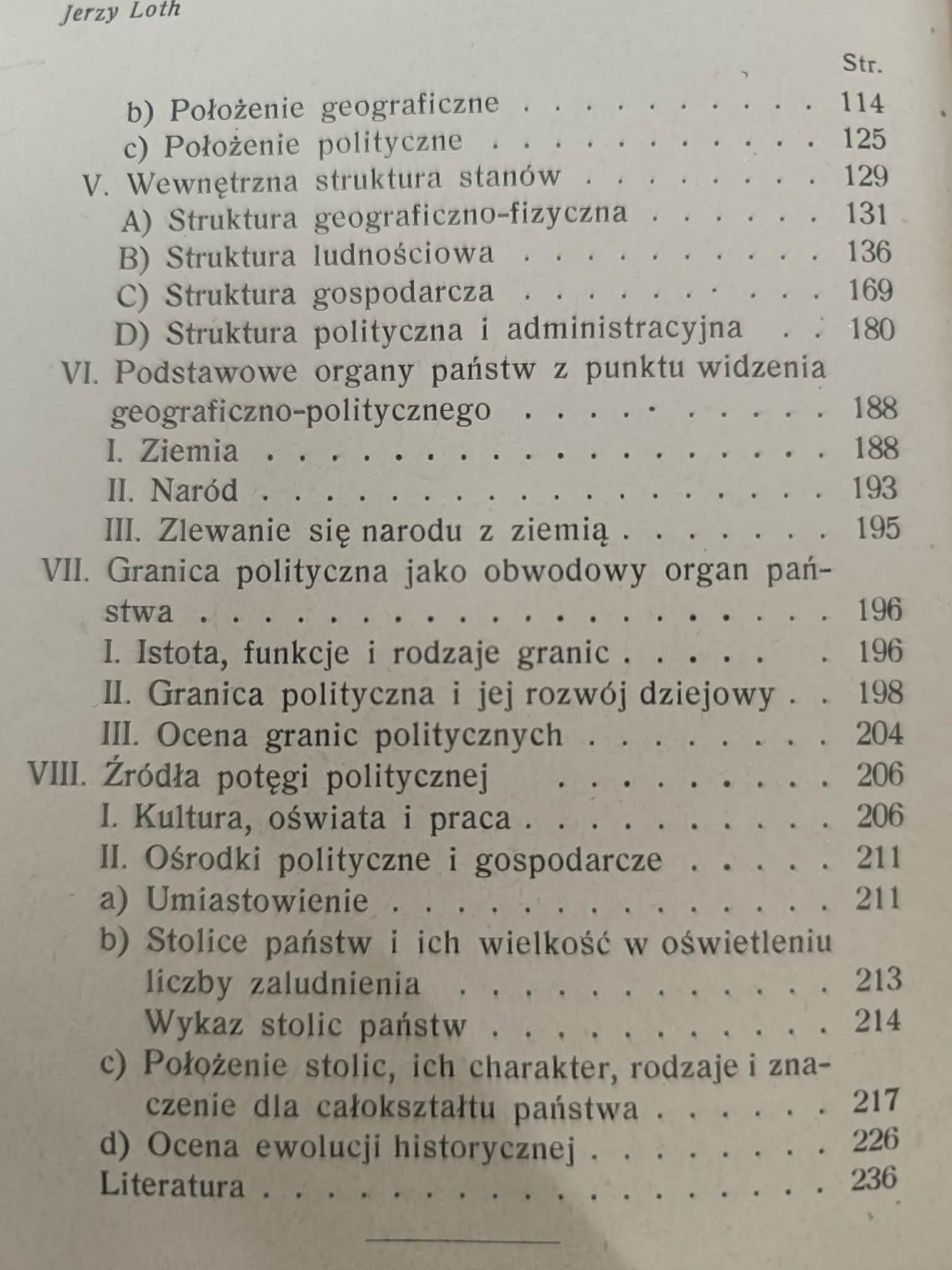 Geografja polityczna, Jerzy Loth