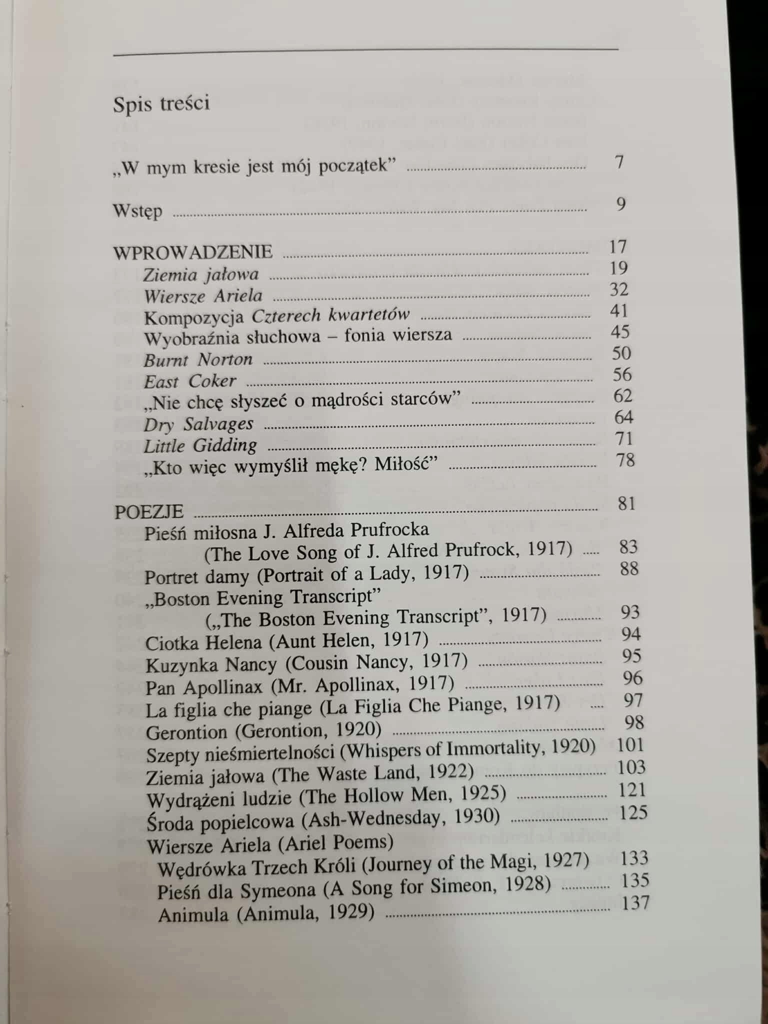 Szepty nieśmiertelności, T. S. Eliot