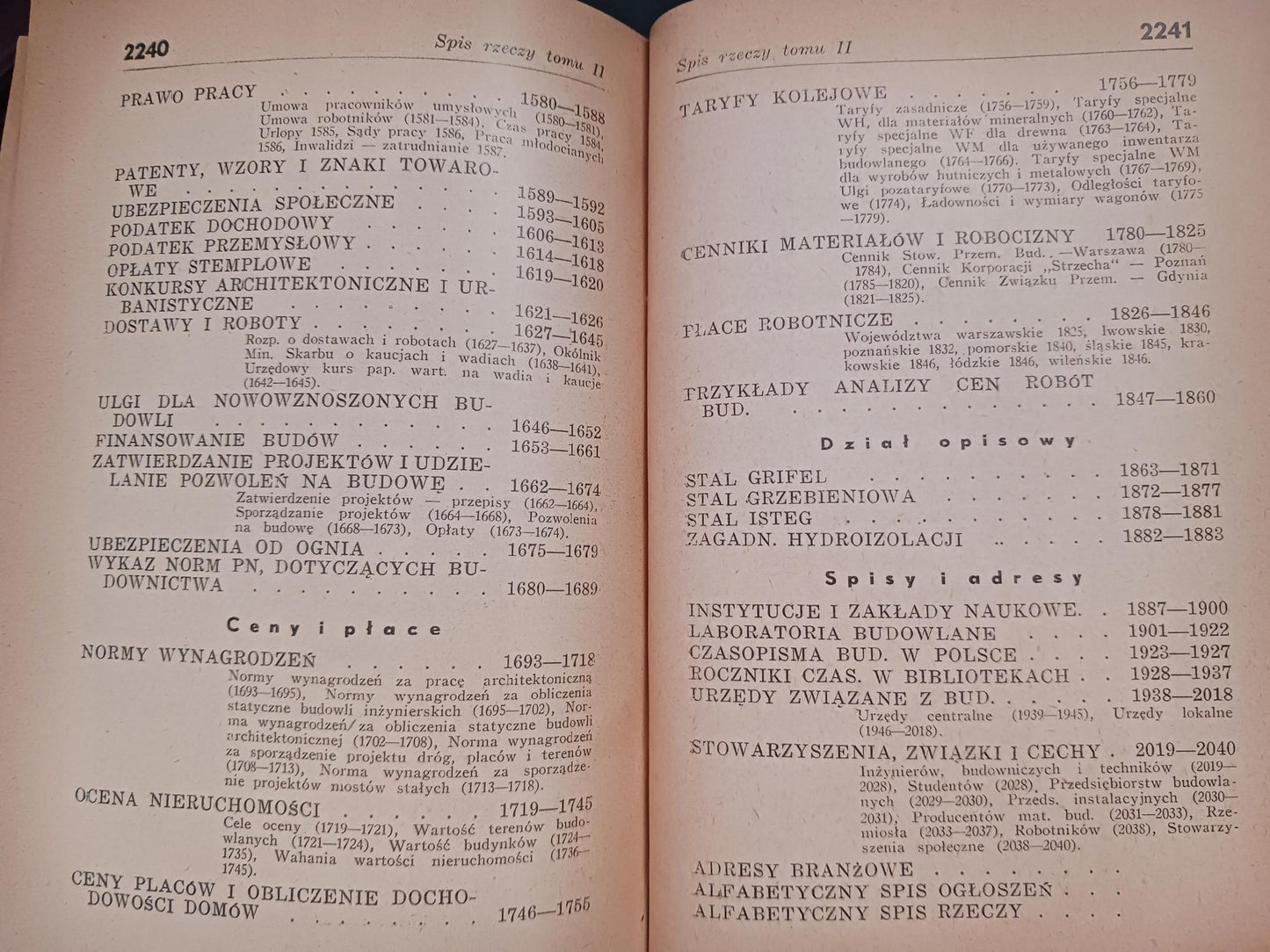 Kalendarz przeglądu budowlanego red. I. Luft na rok 1938 Tom II