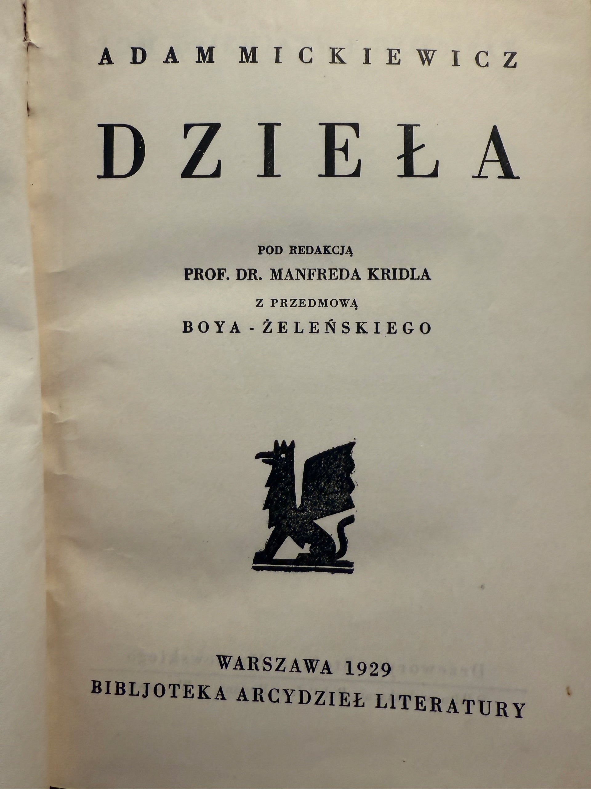 Adam Mickiewicz Dzieła Tom Pierwszy i Drugi [Mrożewski][1929 r.]
