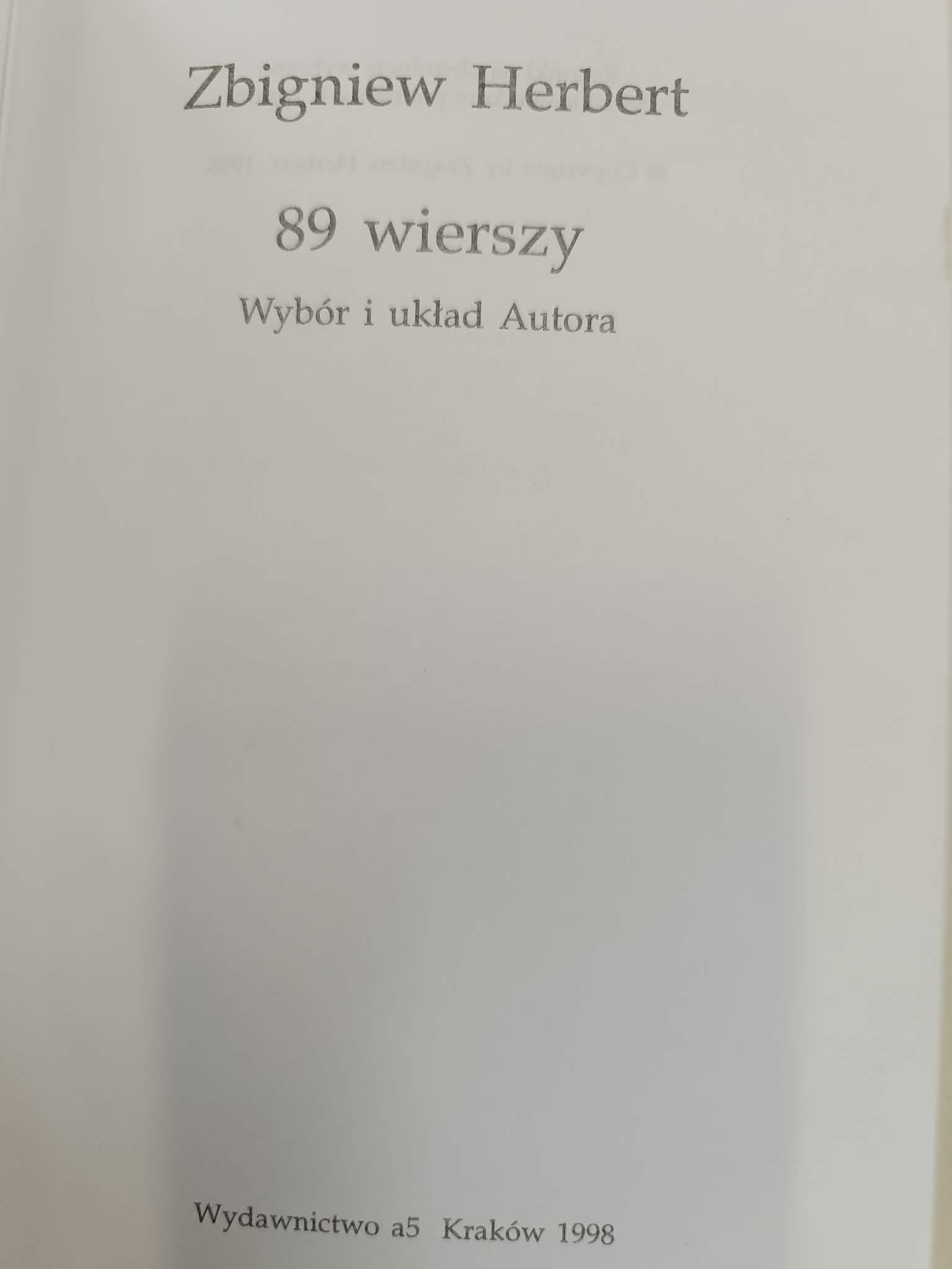 89 wierszy Zbigniew Herbert