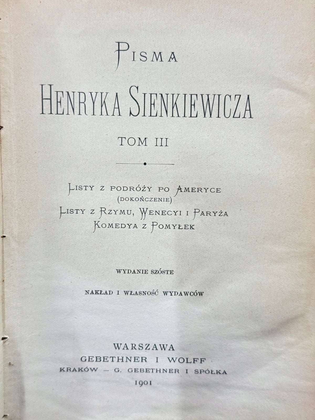 Pisma Henryka Sienkiewicza Tom II, III H.Sienkiewicz [1901/1903][współopr.]