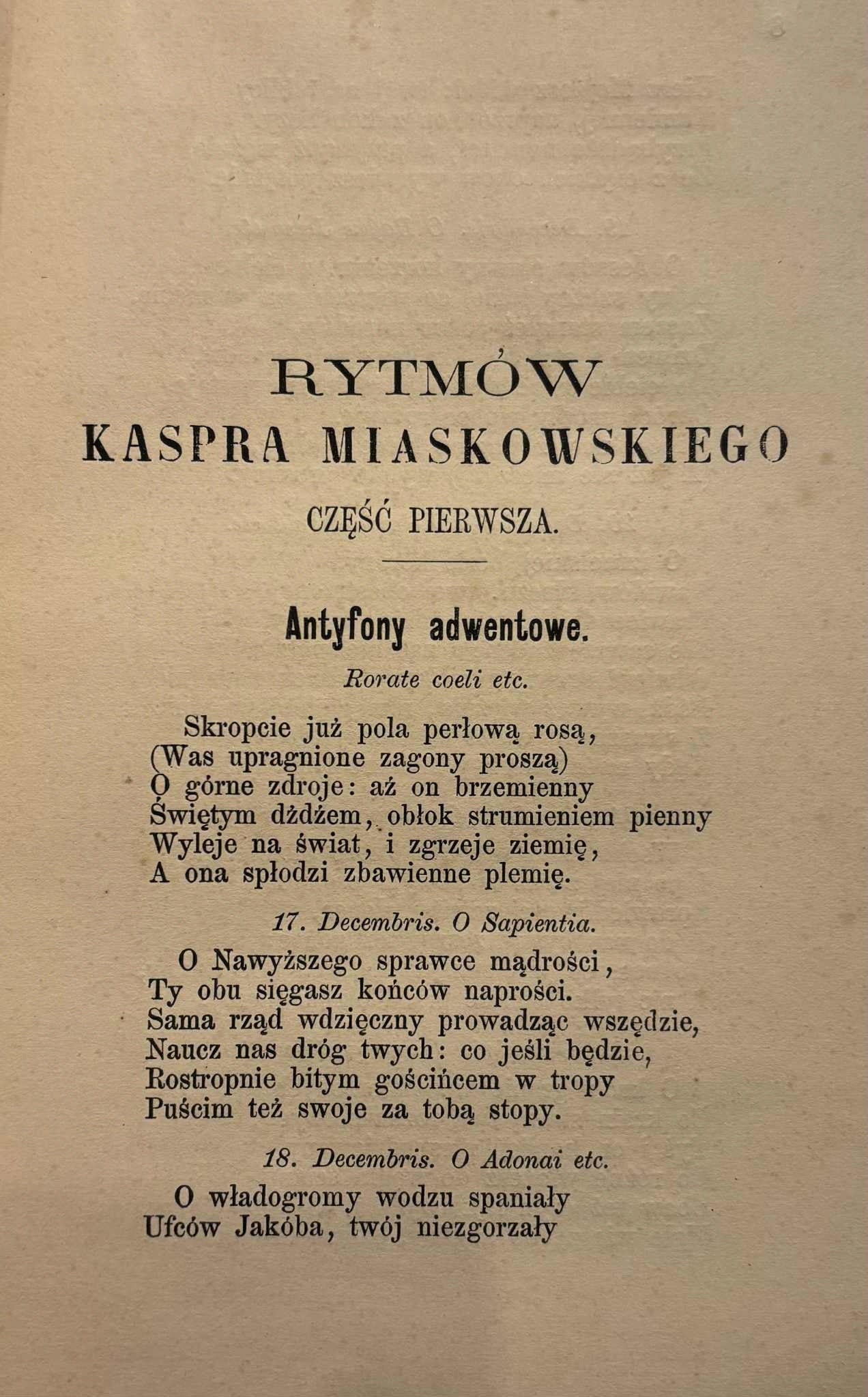 Zbiór rytmów Kaspra Miaskowskiego [Kraków 1861]