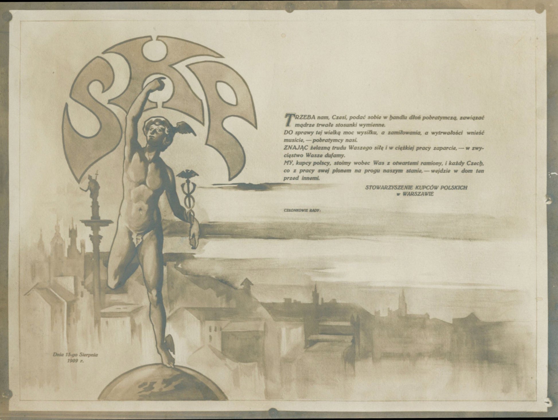 Pamiątka gościny Czechów w Warszawie [1909][Stowarzyszenie Kupców Polskich]