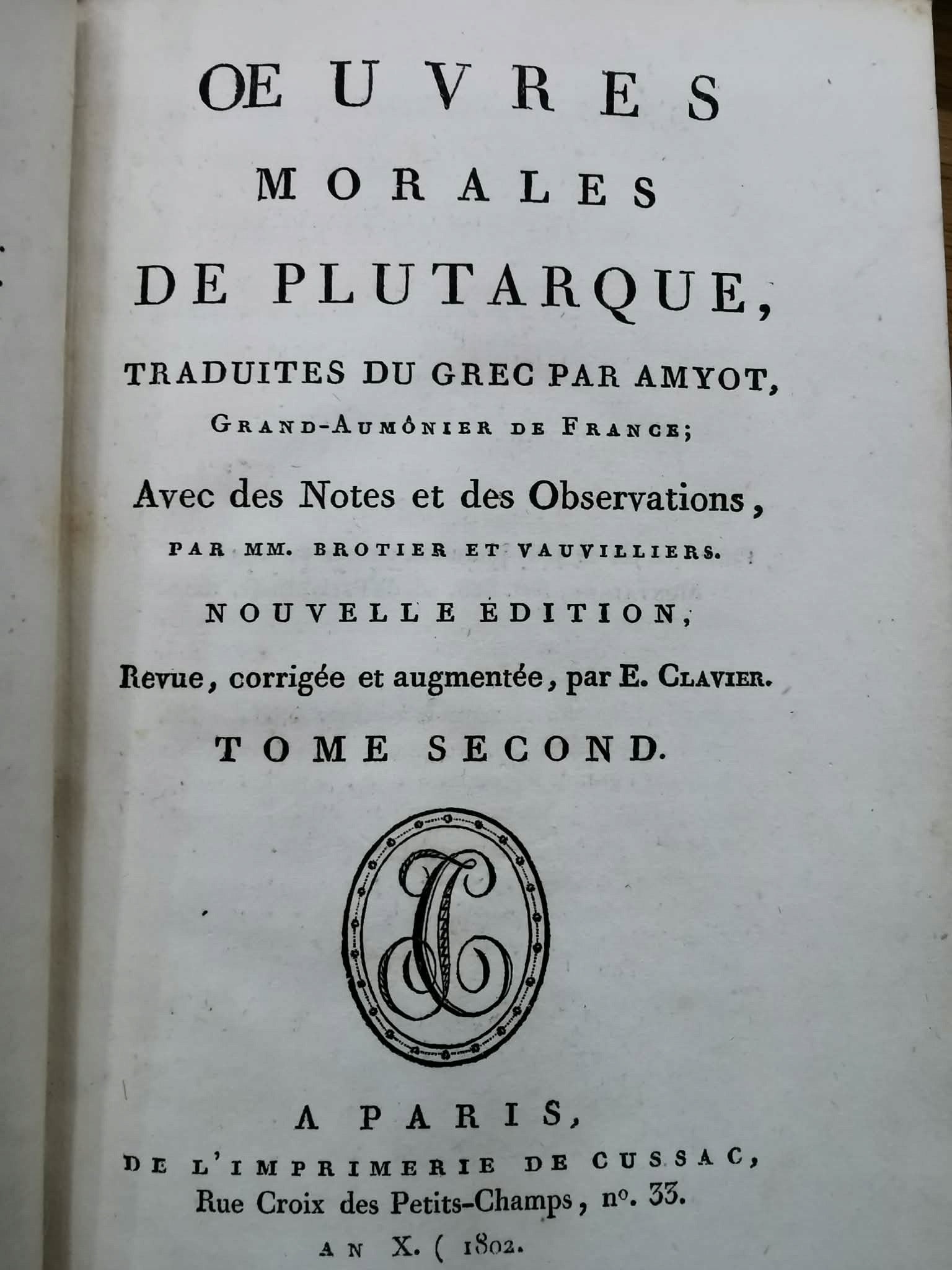 Oeuvres morales de Plutarque, t. II [1802]