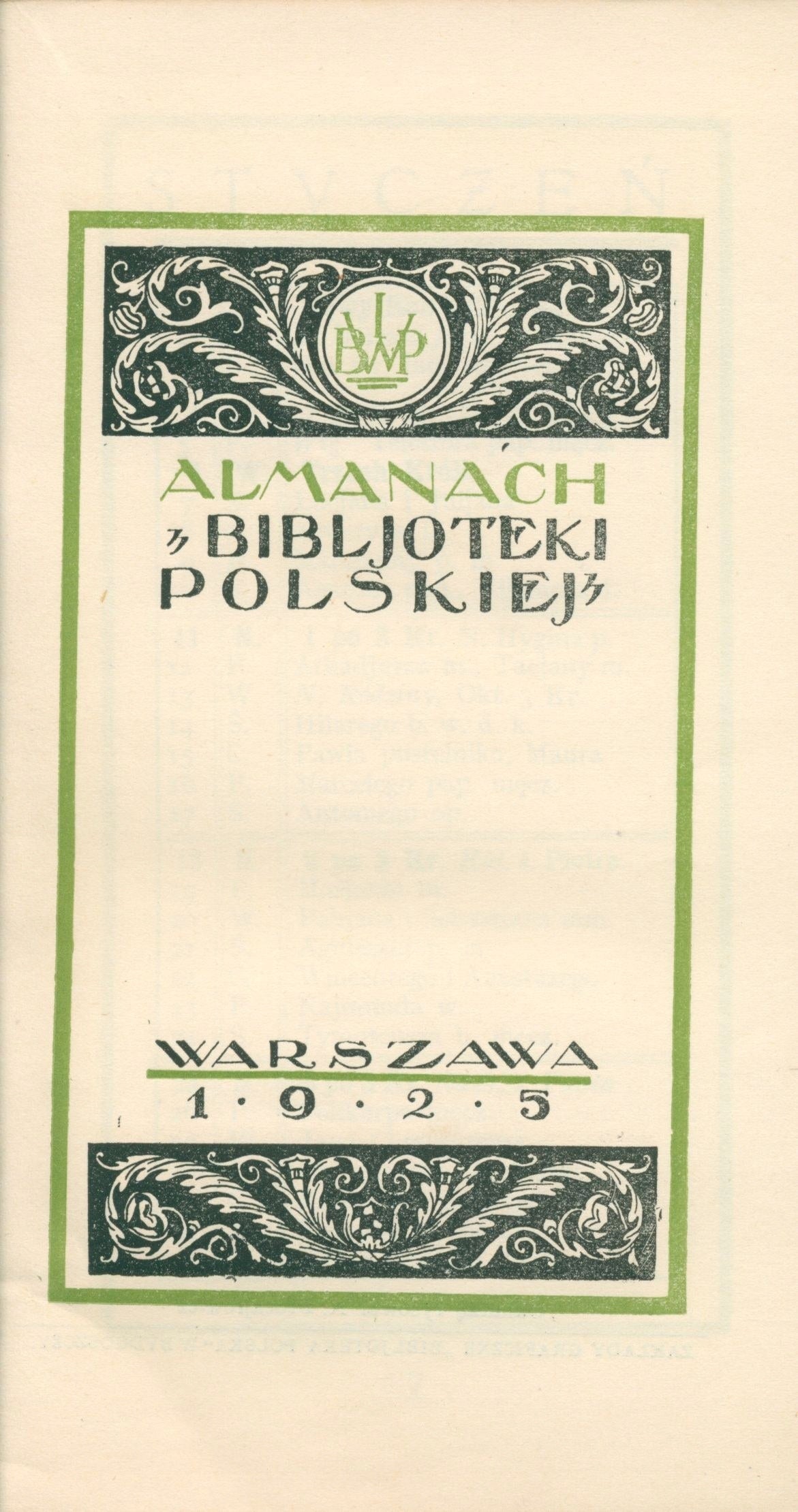 Almanach "Bibljoteki Polskiej" [A. Procajłowicz] [Warszawa 1925]