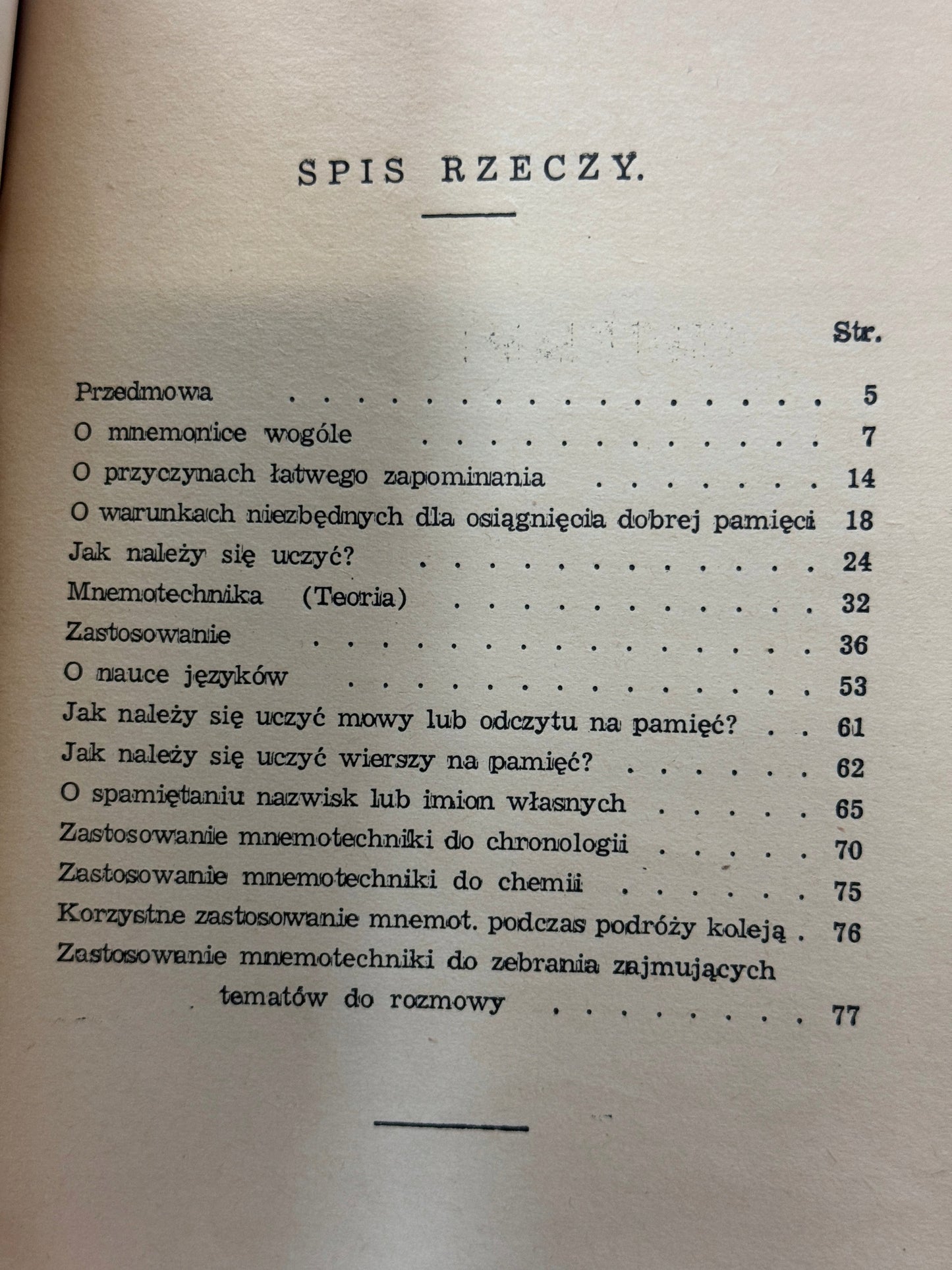 Mnemonika czyli Sztuka kształcenia i wzmacniania pamięci P. Kalina [1939]