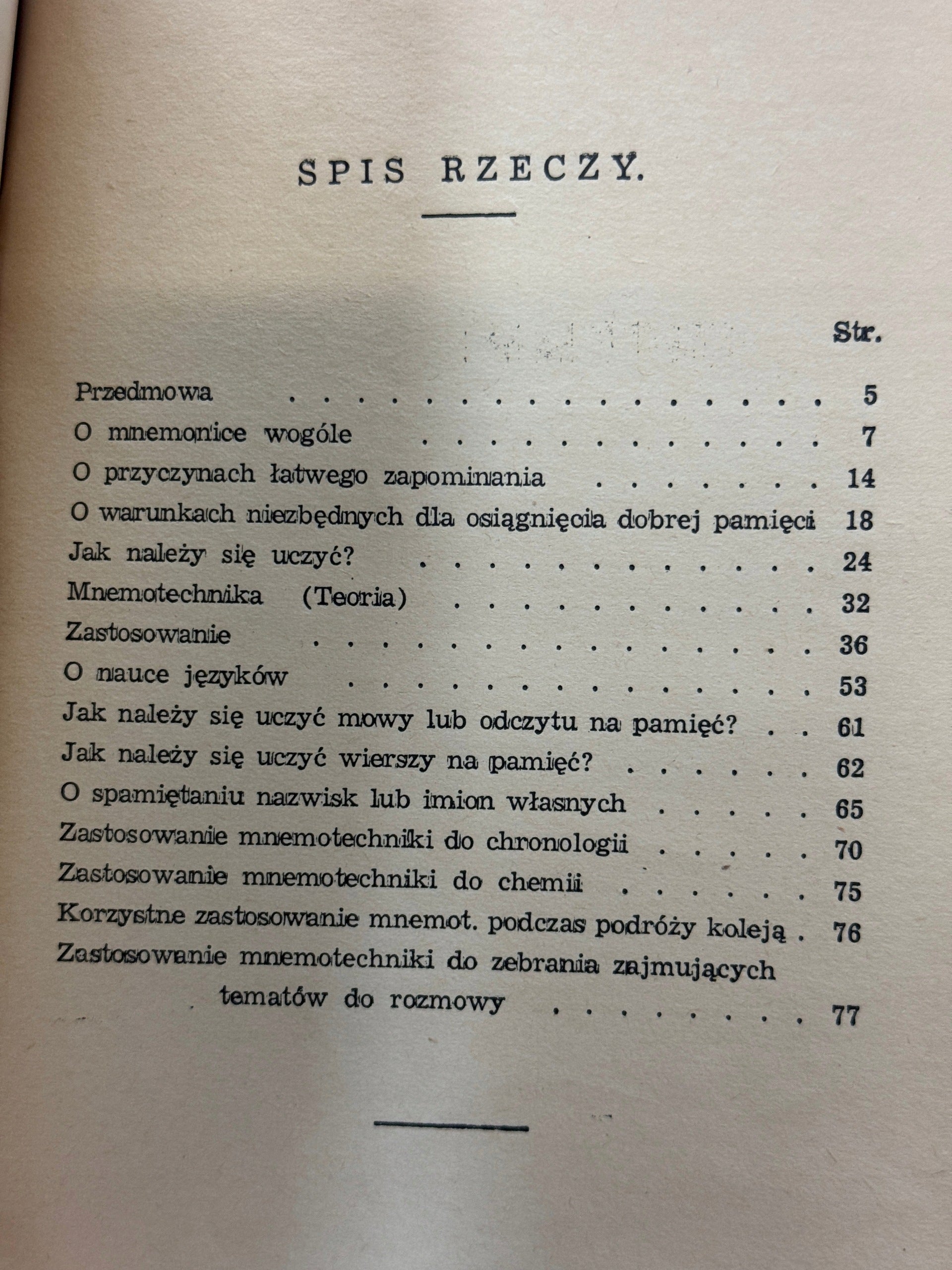 Mnemonika czyli Sztuka kształcenia i wzmacniania pamięci P. Kalina [1939]