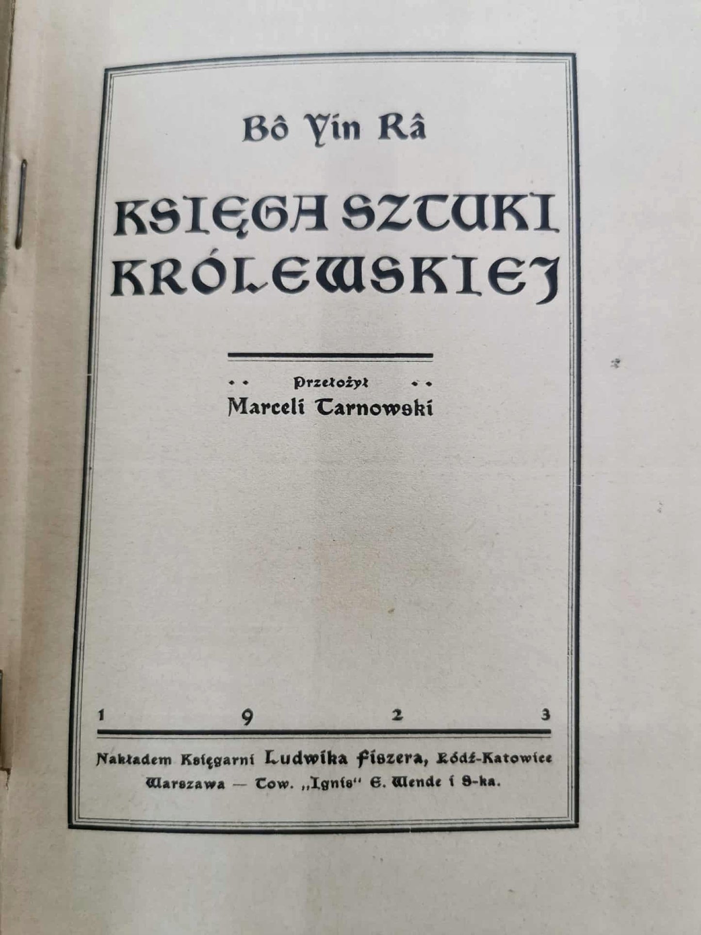 Księga sztuki królewskiej, Bo Yin Ra [1923]
