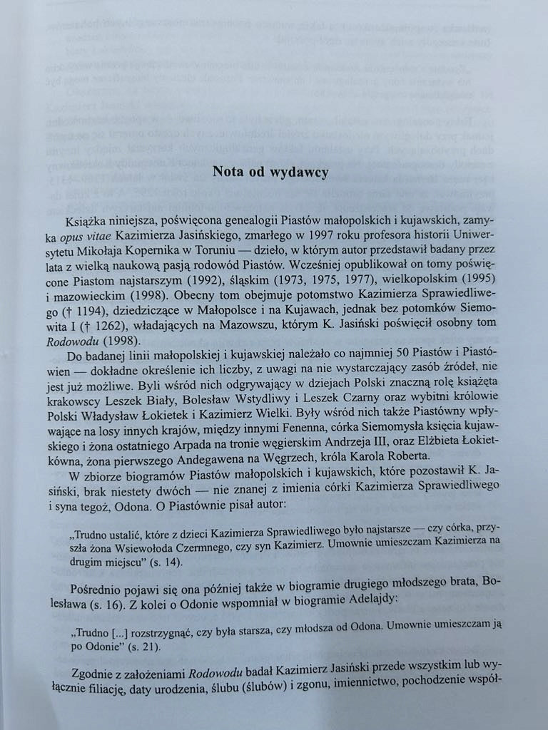 Rodowód Piastów małopolskich i kujawskich - Kazimierz Jasiński