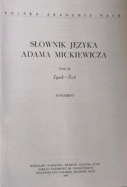 Słownik języka Adama Mickiewicza.