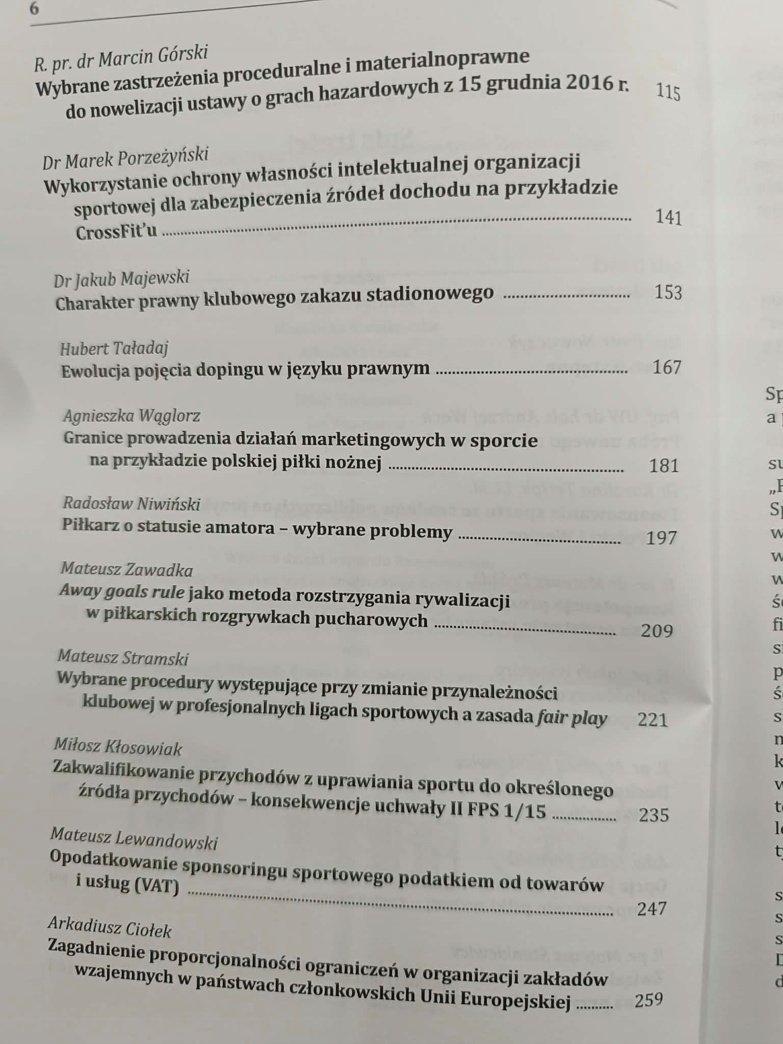 Ciołek, Wnorowski, Prawo, sport, finanse, pomiędzy integralnością...