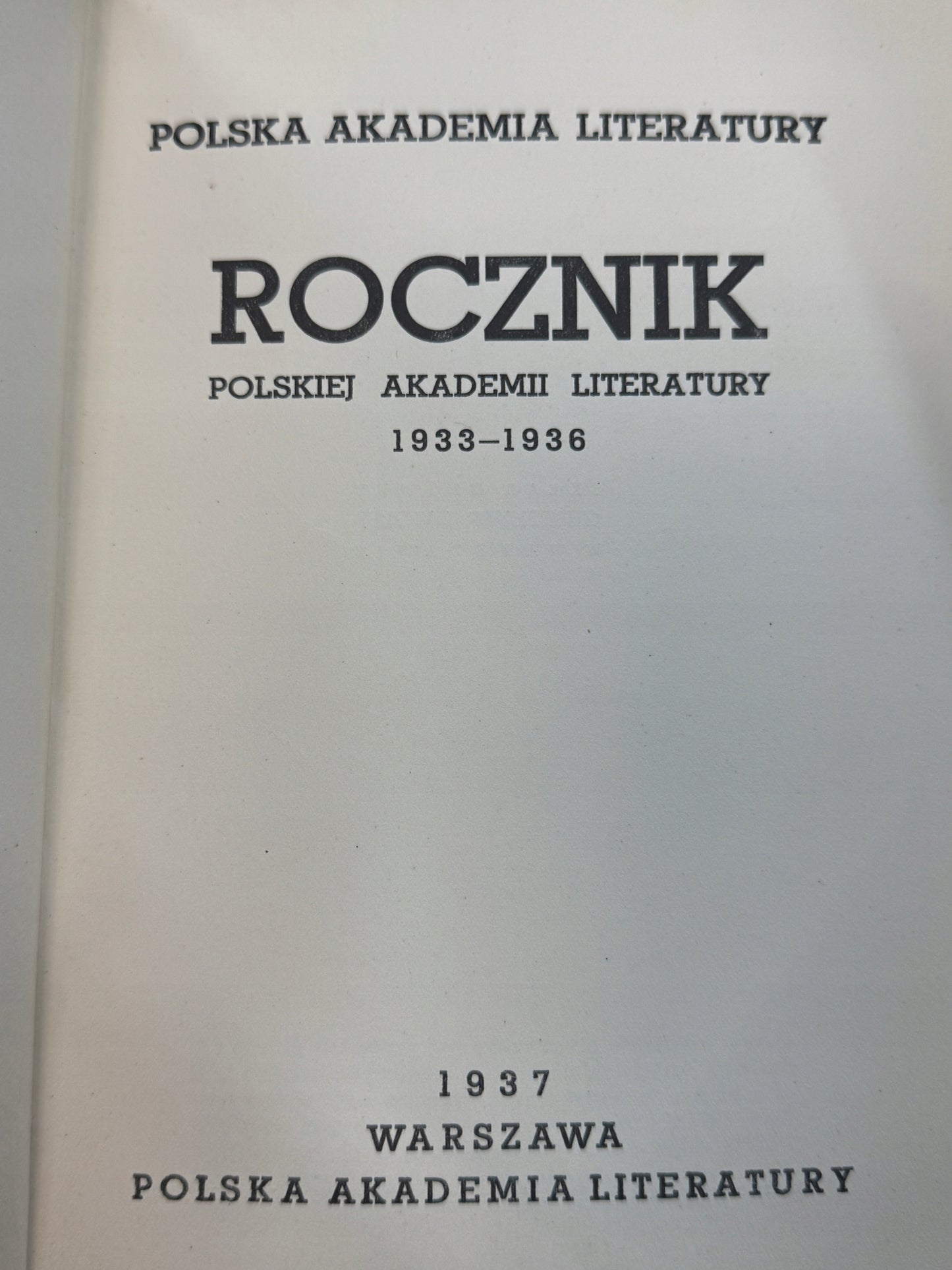 Rocznik Polskiej Akademii Literatury [1937 r.]