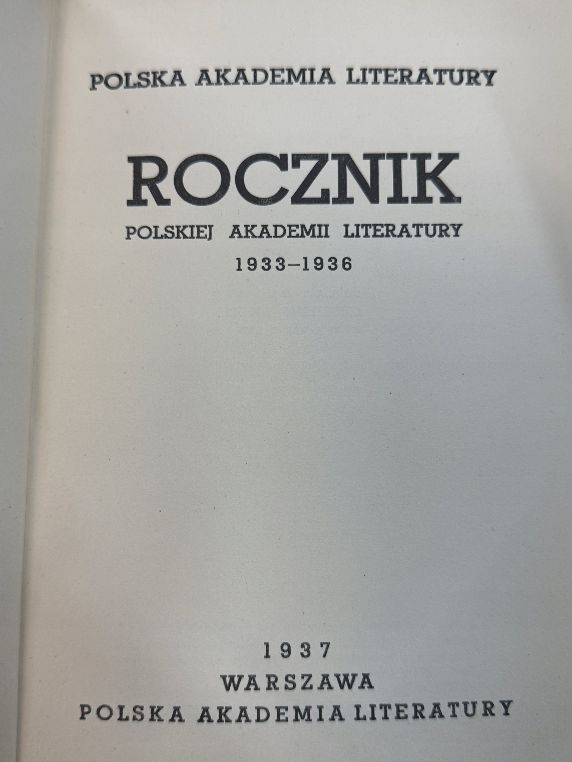 Rocznik Polskiej Akademii Literatury [1937 r.]