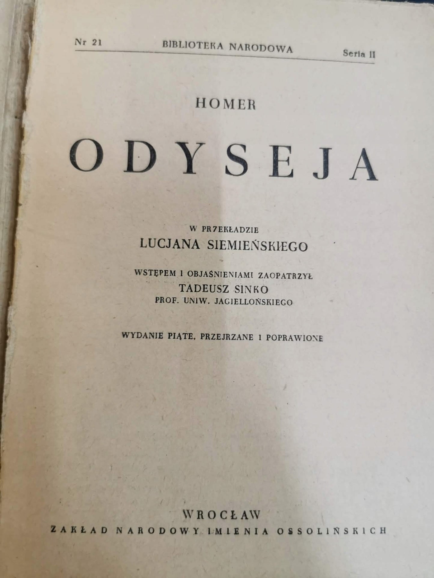 seria Biblioteki Narodowej: Iliada / Odyseja, Homer