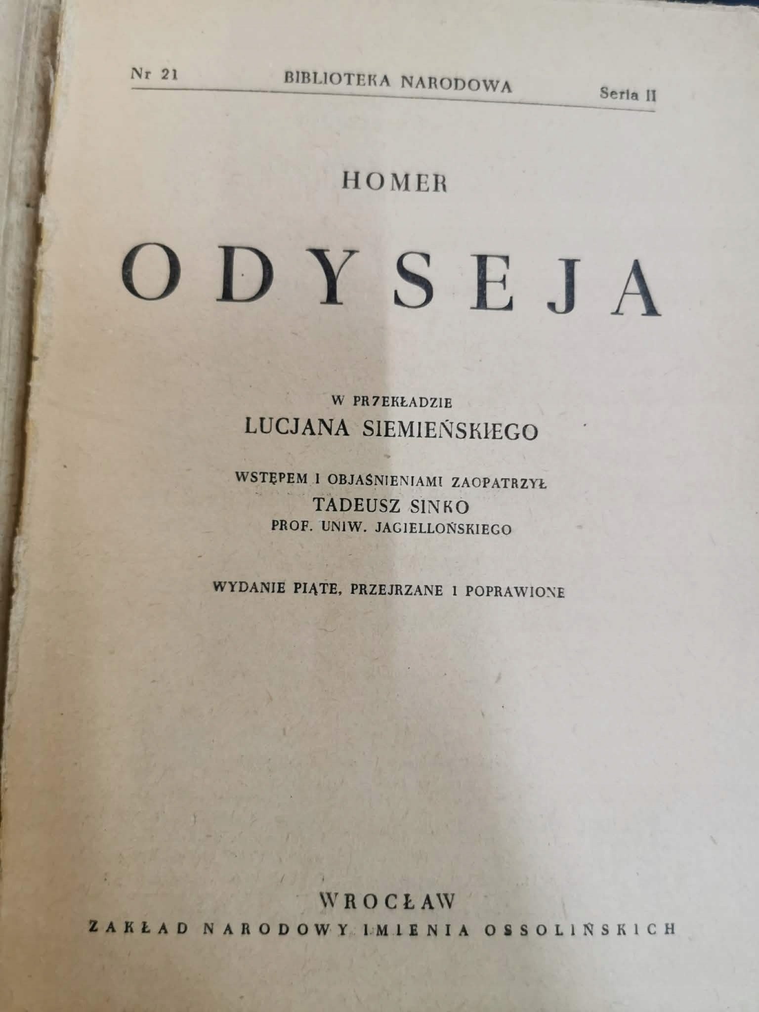 seria Biblioteki Narodowej: Iliada / Odyseja, Homer