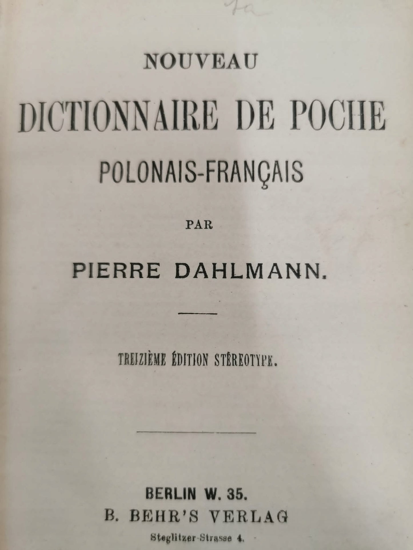 Nouveau dictionnaire de poche, Pierre Dahlmann