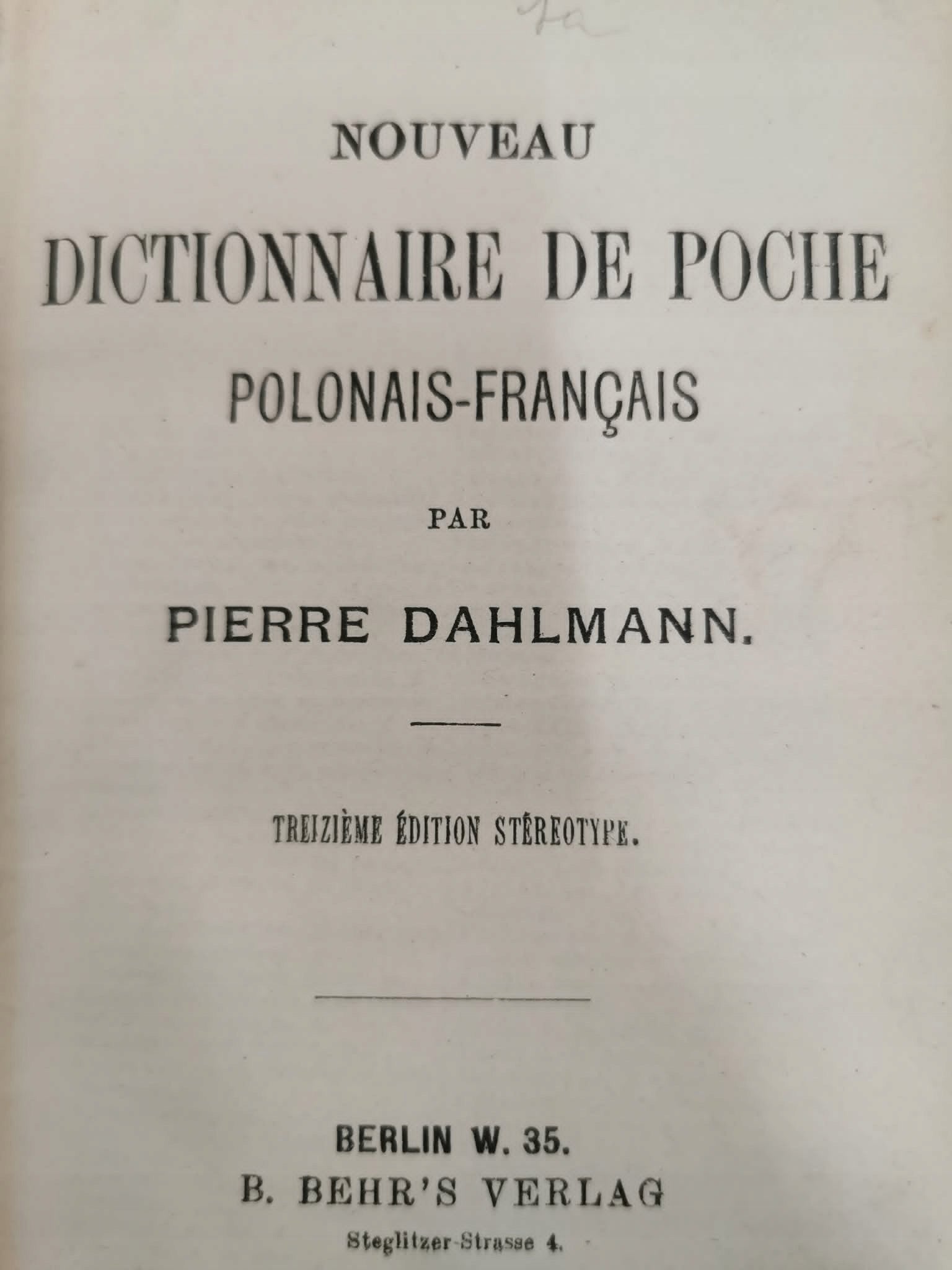 Nouveau dictionnaire de poche, Pierre Dahlmann