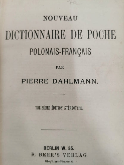 Nouveau dictionnaire de poche, Pierre Dahlmann