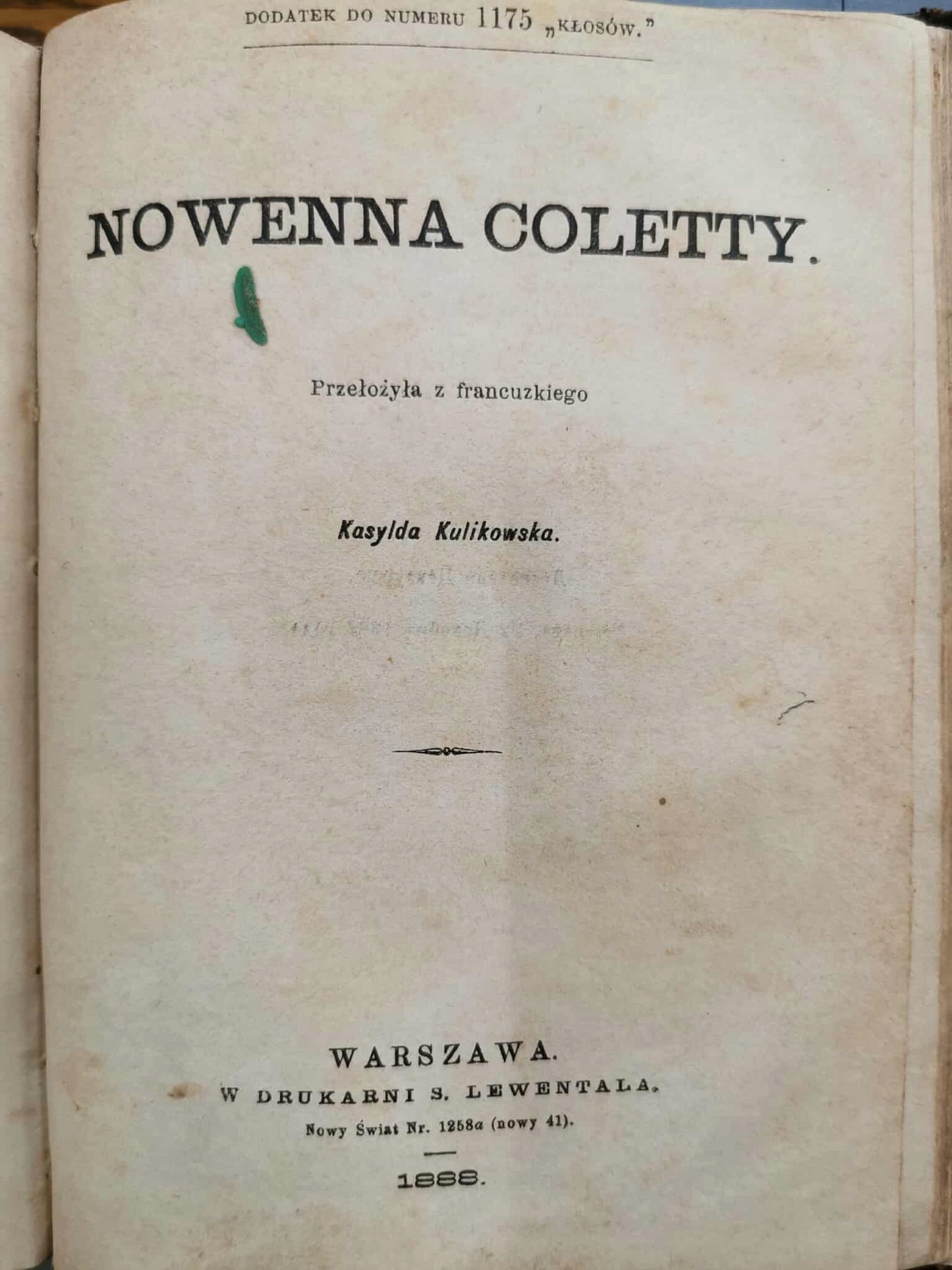 Książę Saracinesca, Crawford M. + Nowenna Coletty, Schultz J. [1887/1888]