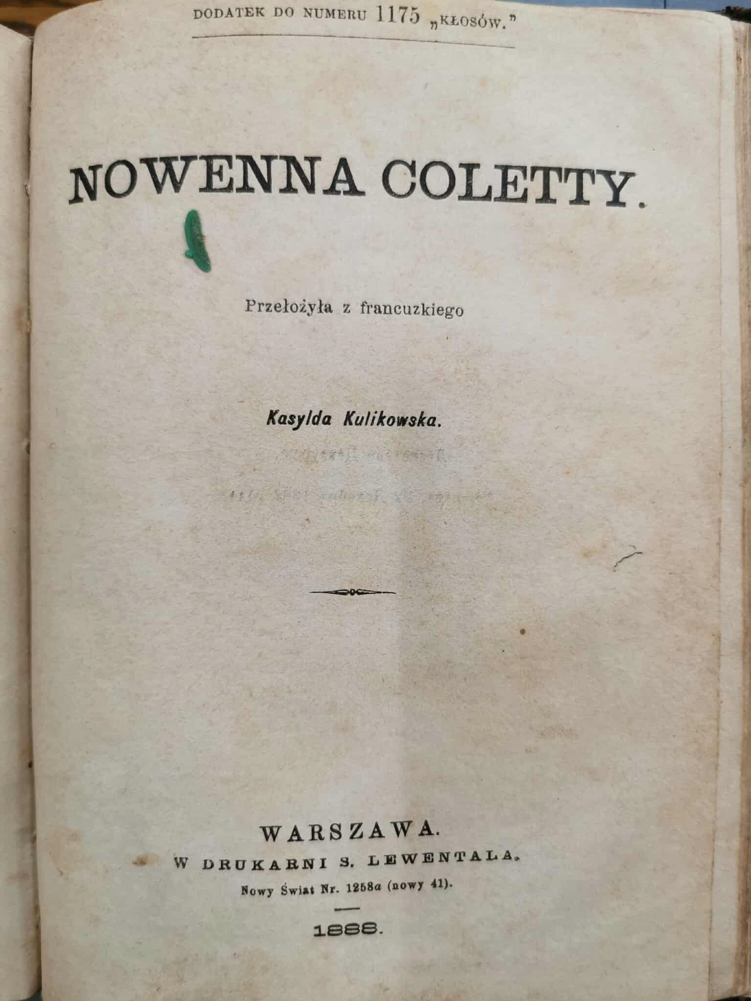 Książę Saracinesca, Crawford M. + Nowenna Coletty, Schultz J. [1887/1888]