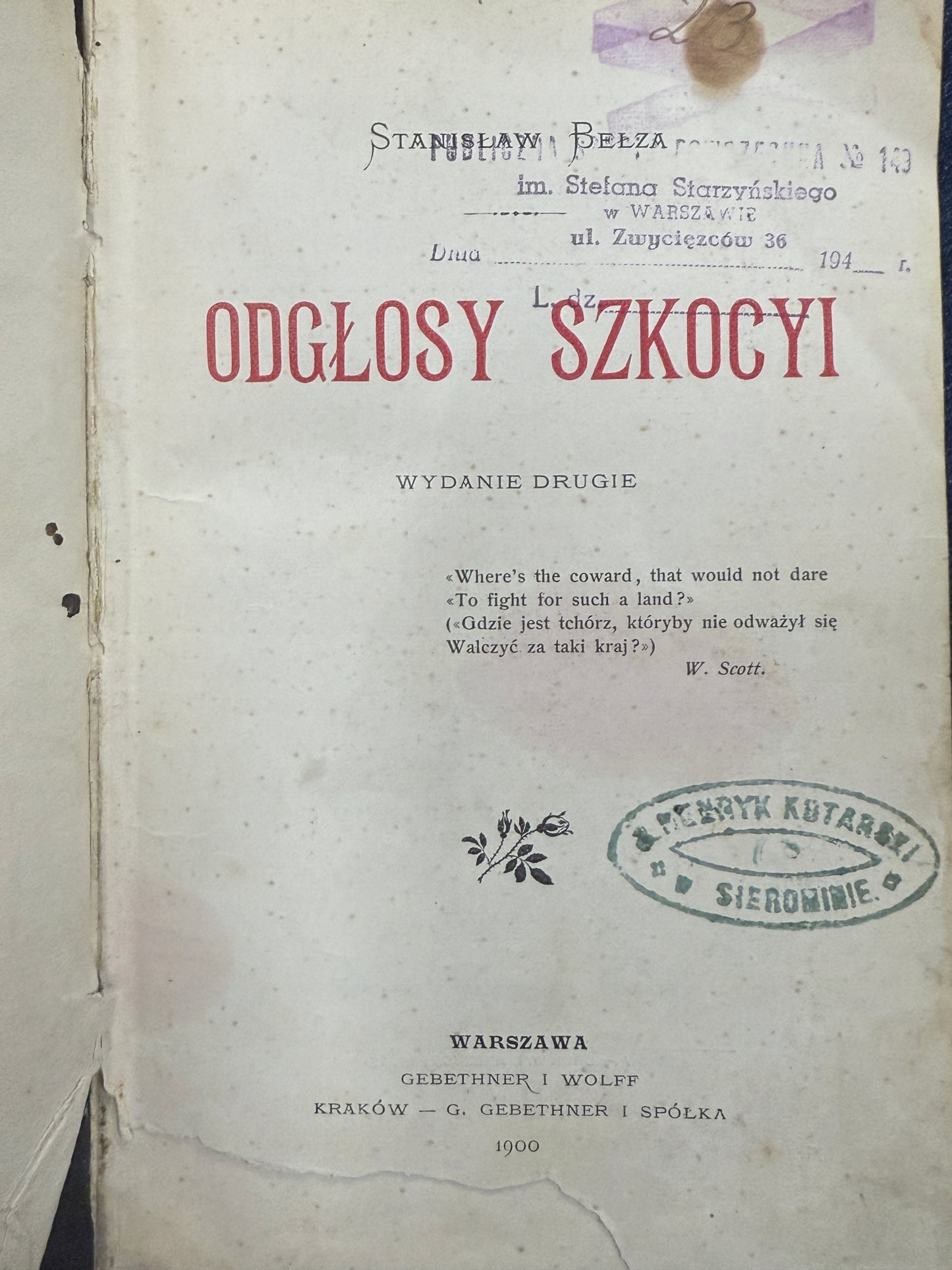 Odgłosy Szkocyi Stanisław Bełza [1900 r.]