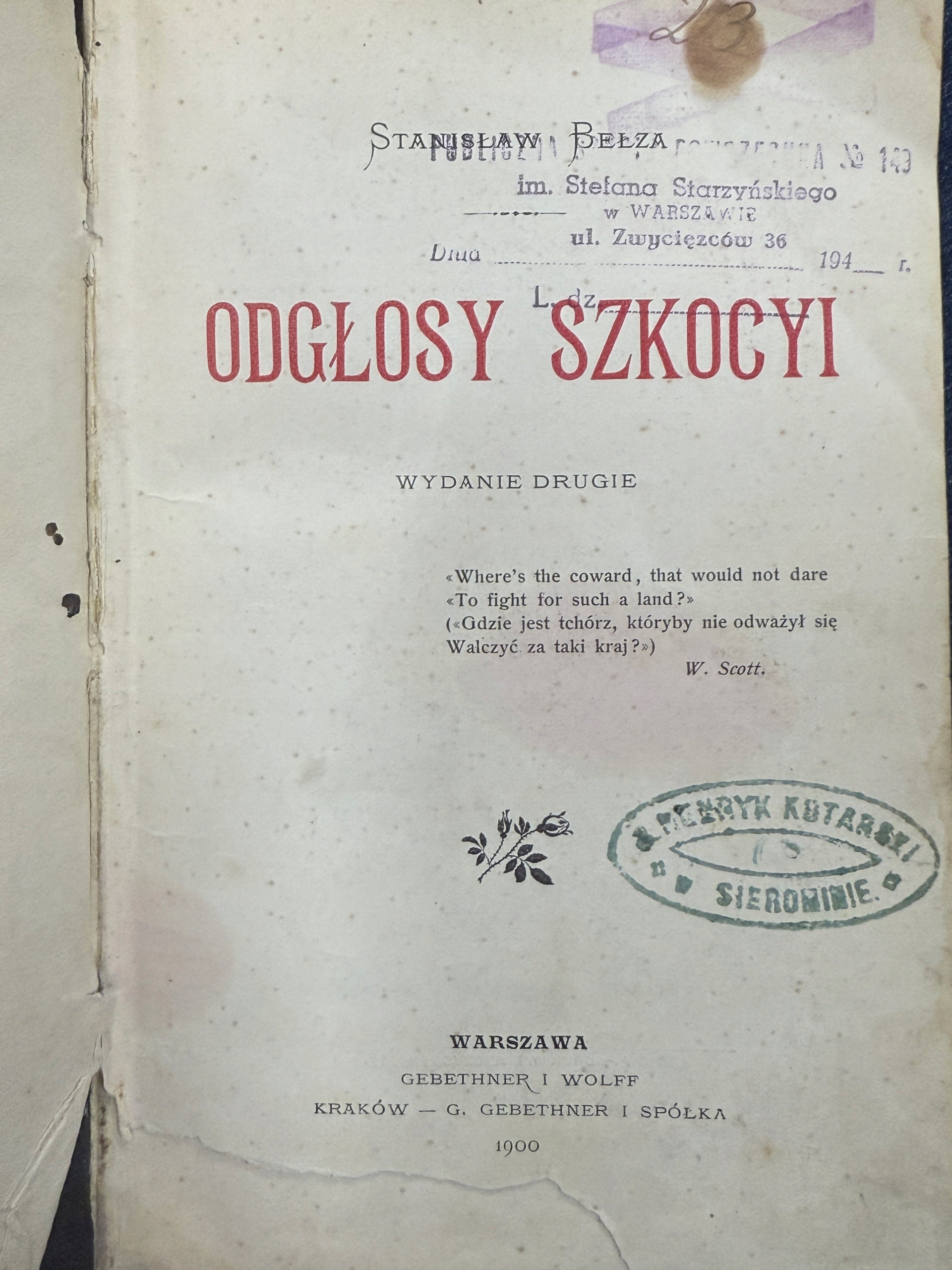 Odgłosy Szkocyi Stanisław Bełza [1900 r.]