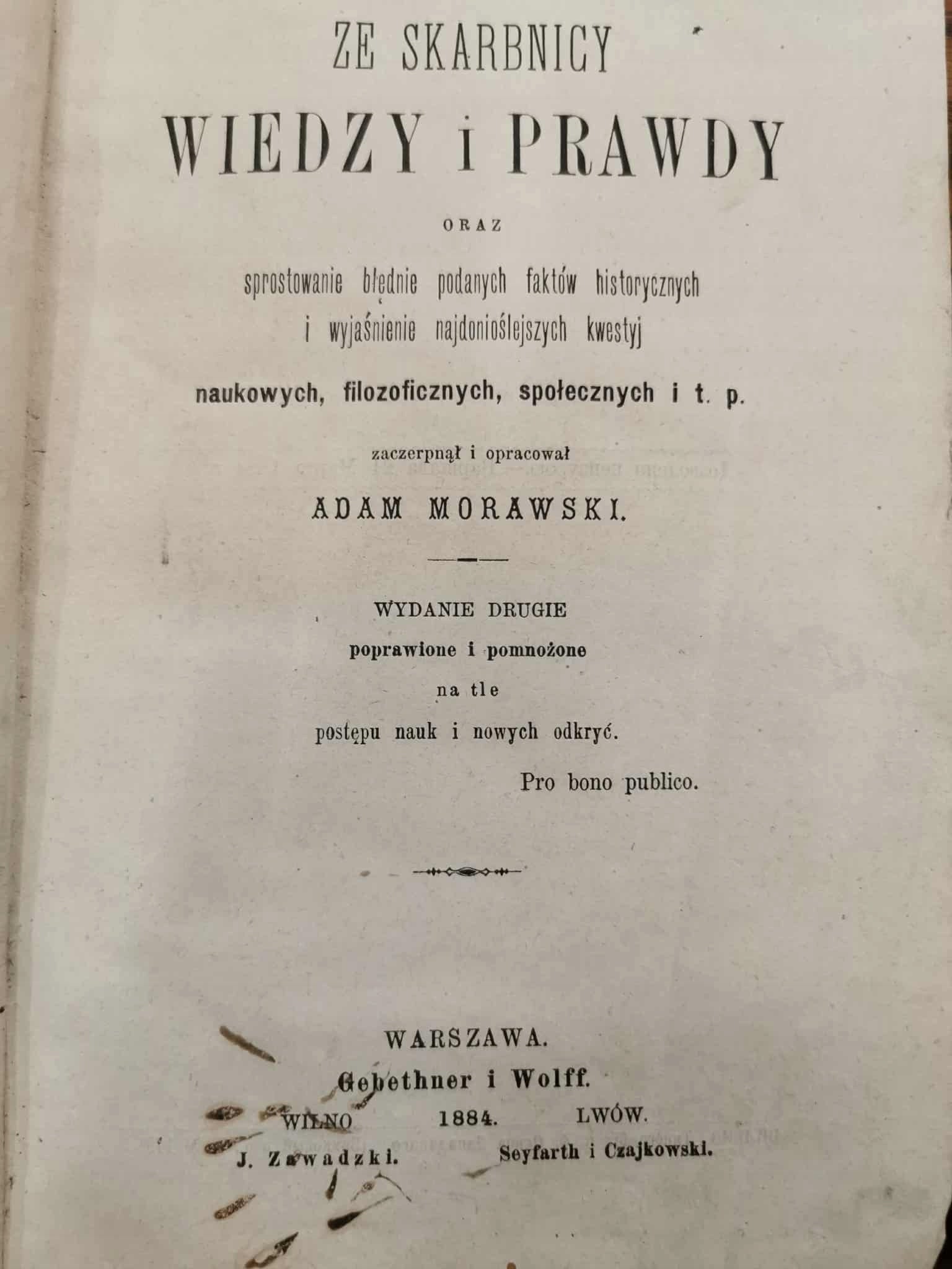 Ze skarbnicy wiedzy i prawdy, Adam Morawski [Warszawa 1884]