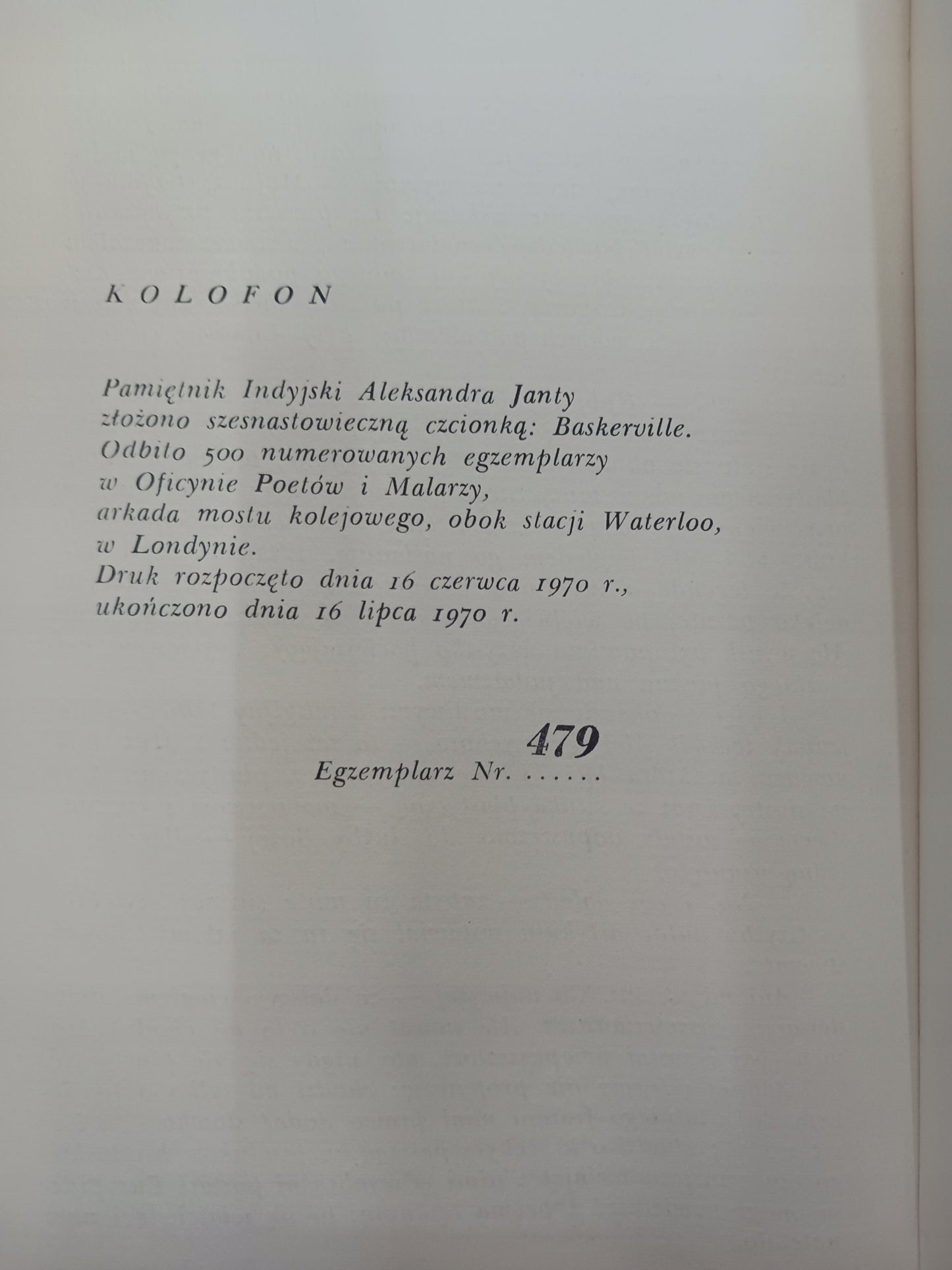 Pamiętnik Indyjski Aleksander Janta [egzemplarz numerowany]