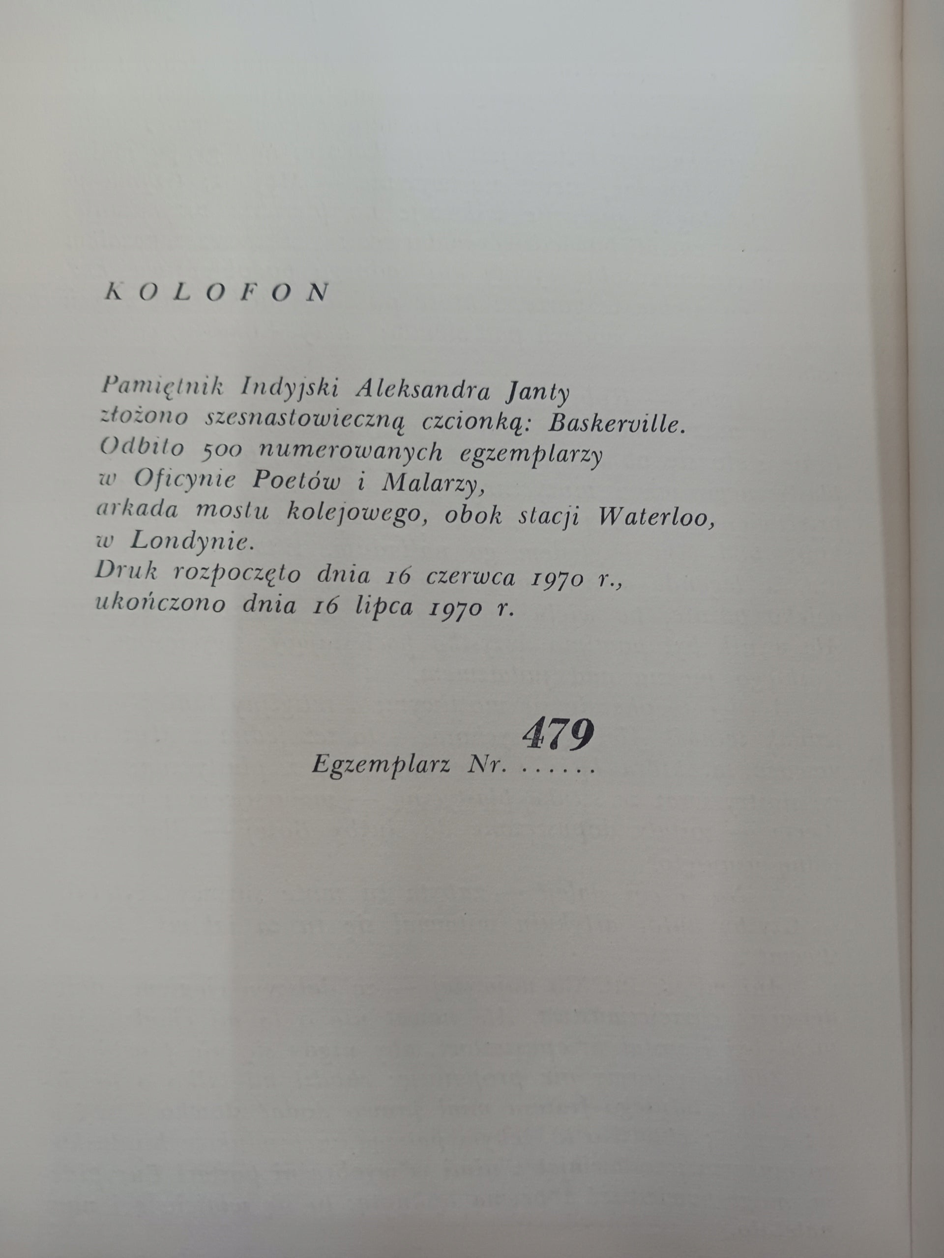 Pamiętnik Indyjski Aleksander Janta [egzemplarz numerowany]