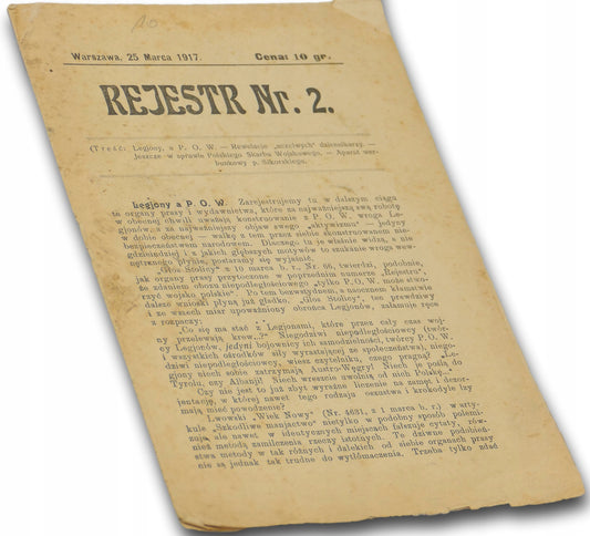 Rejestr nr 2 [Biuletyn konspiracyjny przedwojenny Warszawa 1917 r]