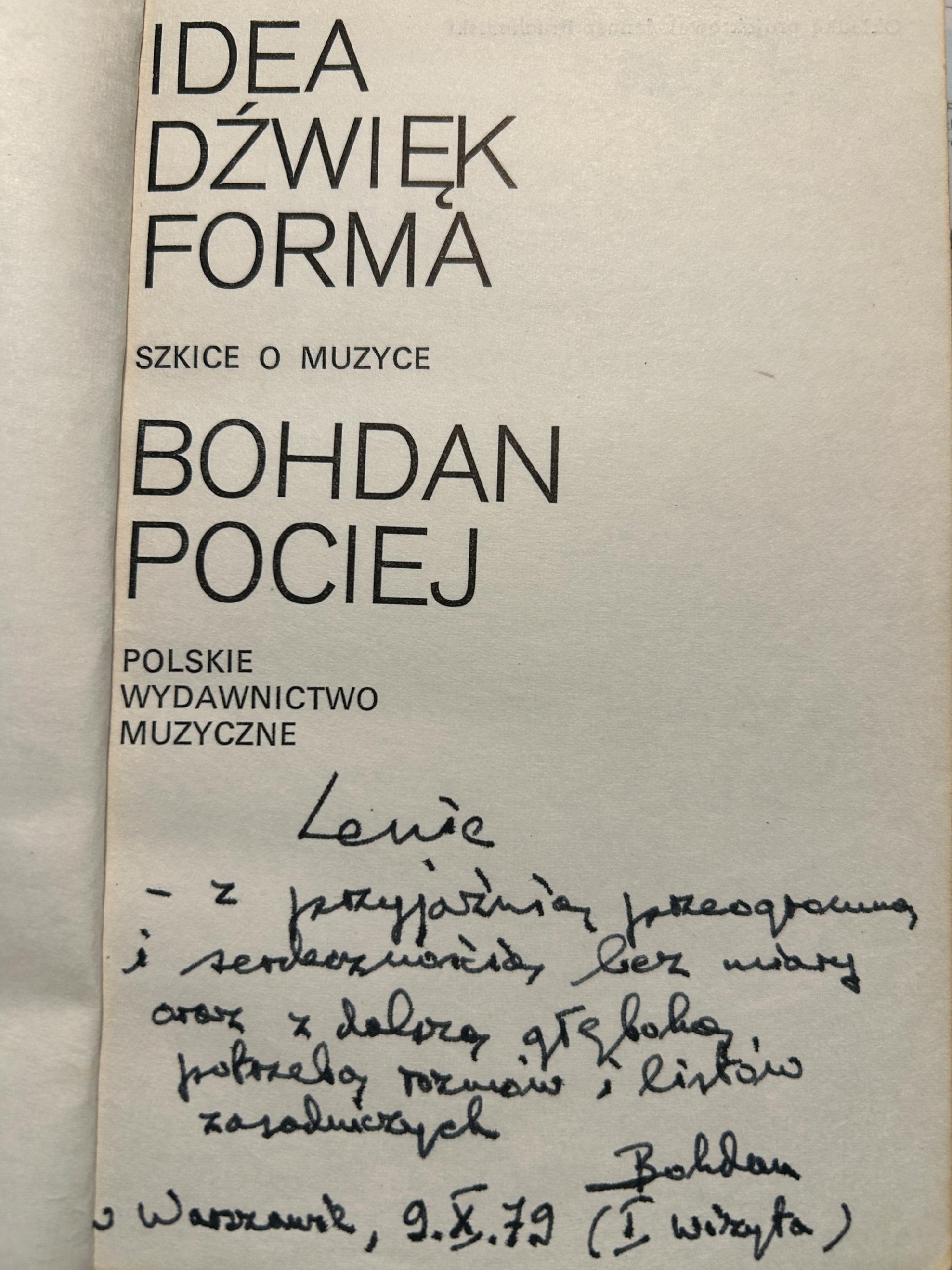 Idea - dźwięk - forma. Szkice o muzyce - Bohdan Pociej