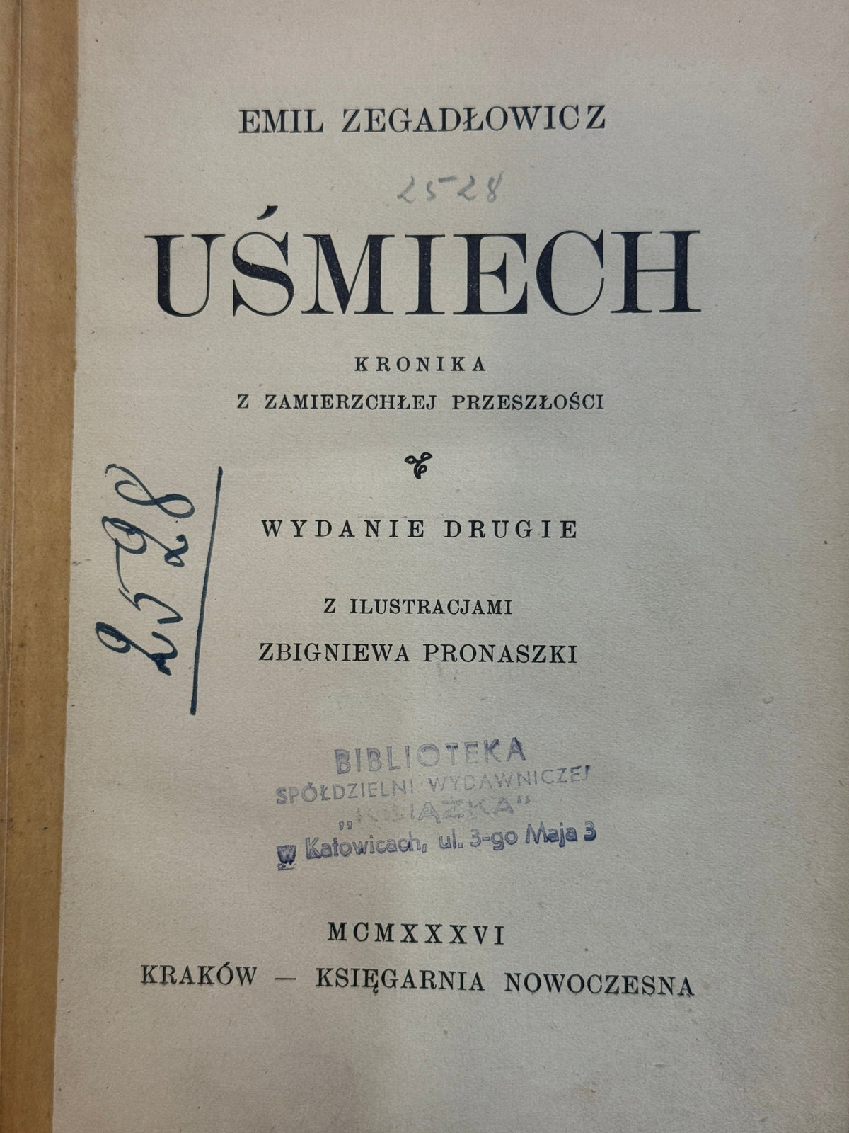 Uśmiech Emil Zegadłowicz [1936][ilustracje Zbigniewa Pronaszki]