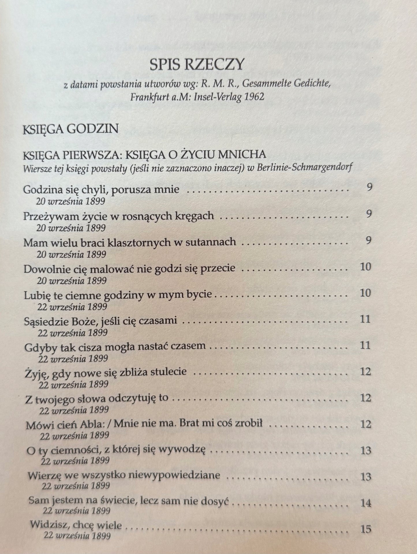 Księga godzin Rainer Maria Rilke